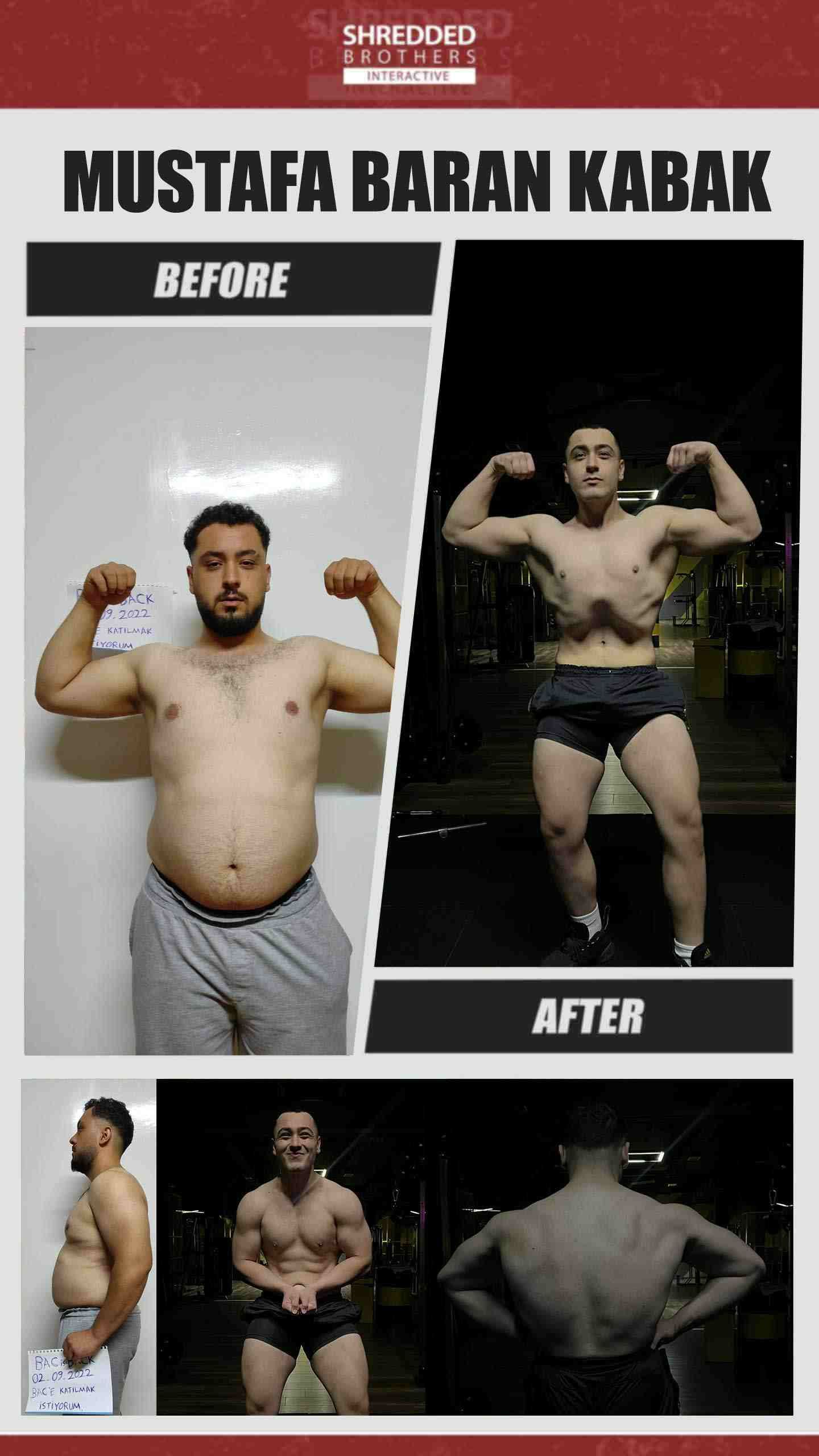Before and after body transformation of an Idmanify member
