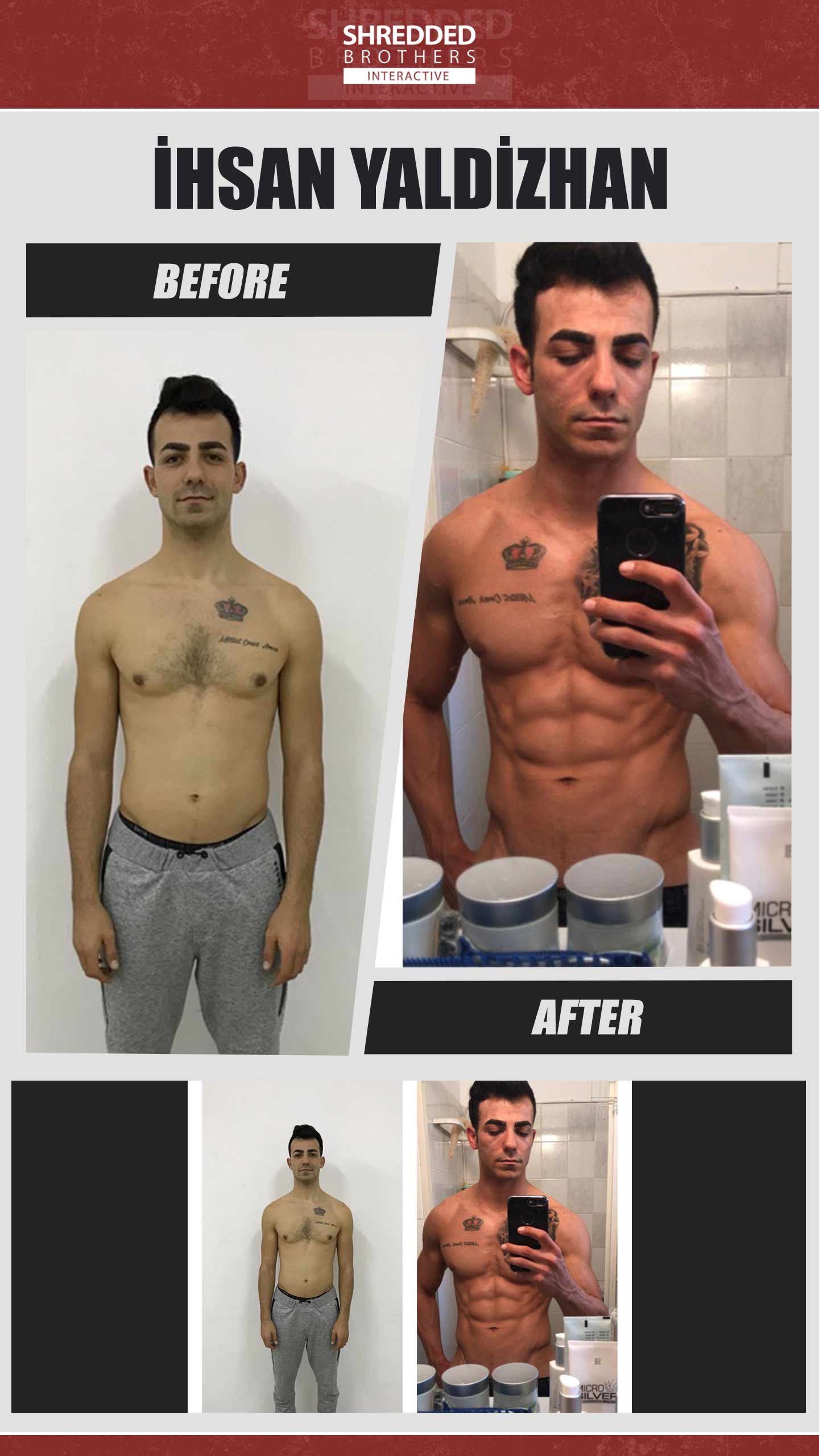 Before and after body transformation of an Idmanify member