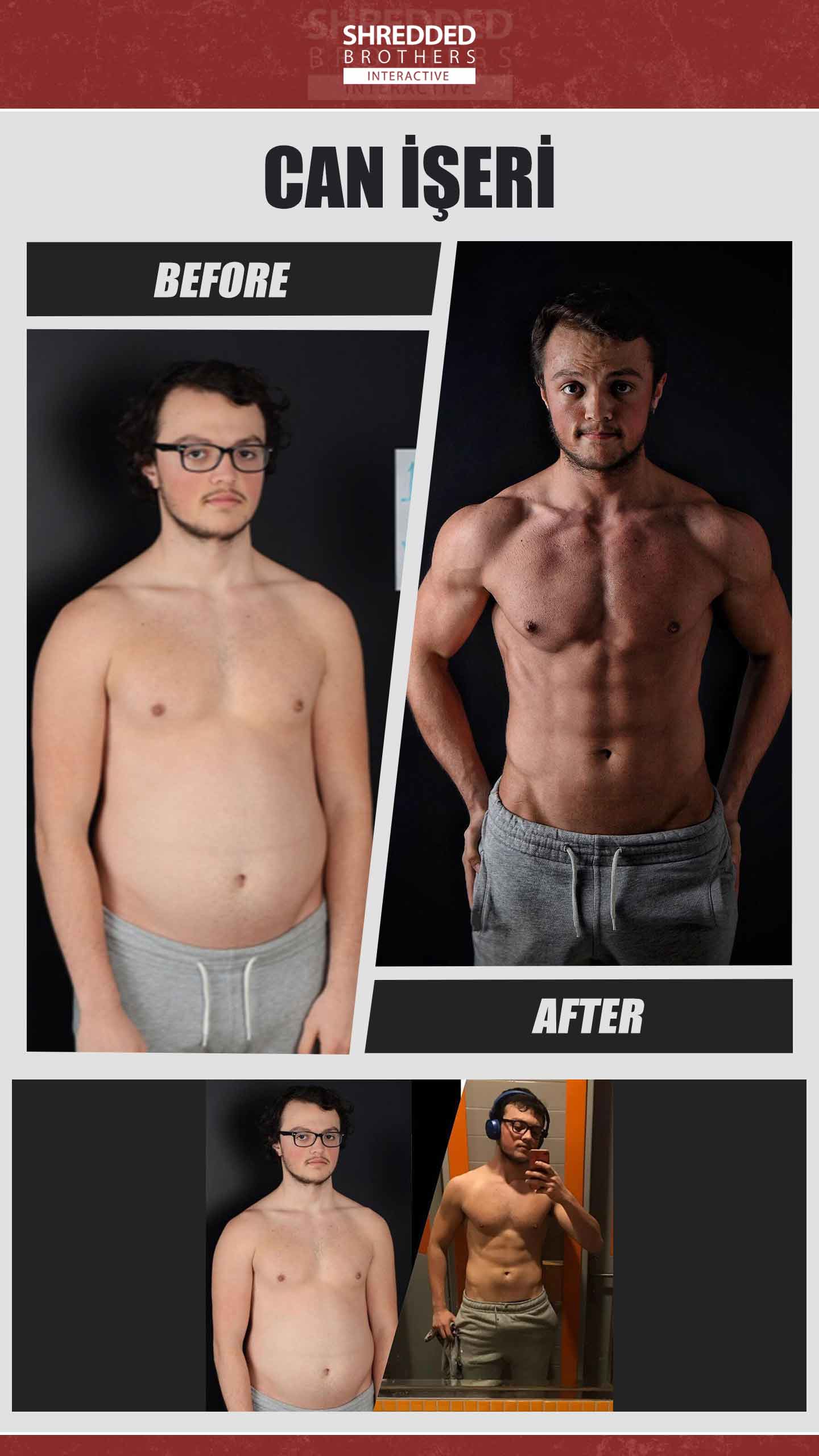 Before and after body transformation of an Idmanify member