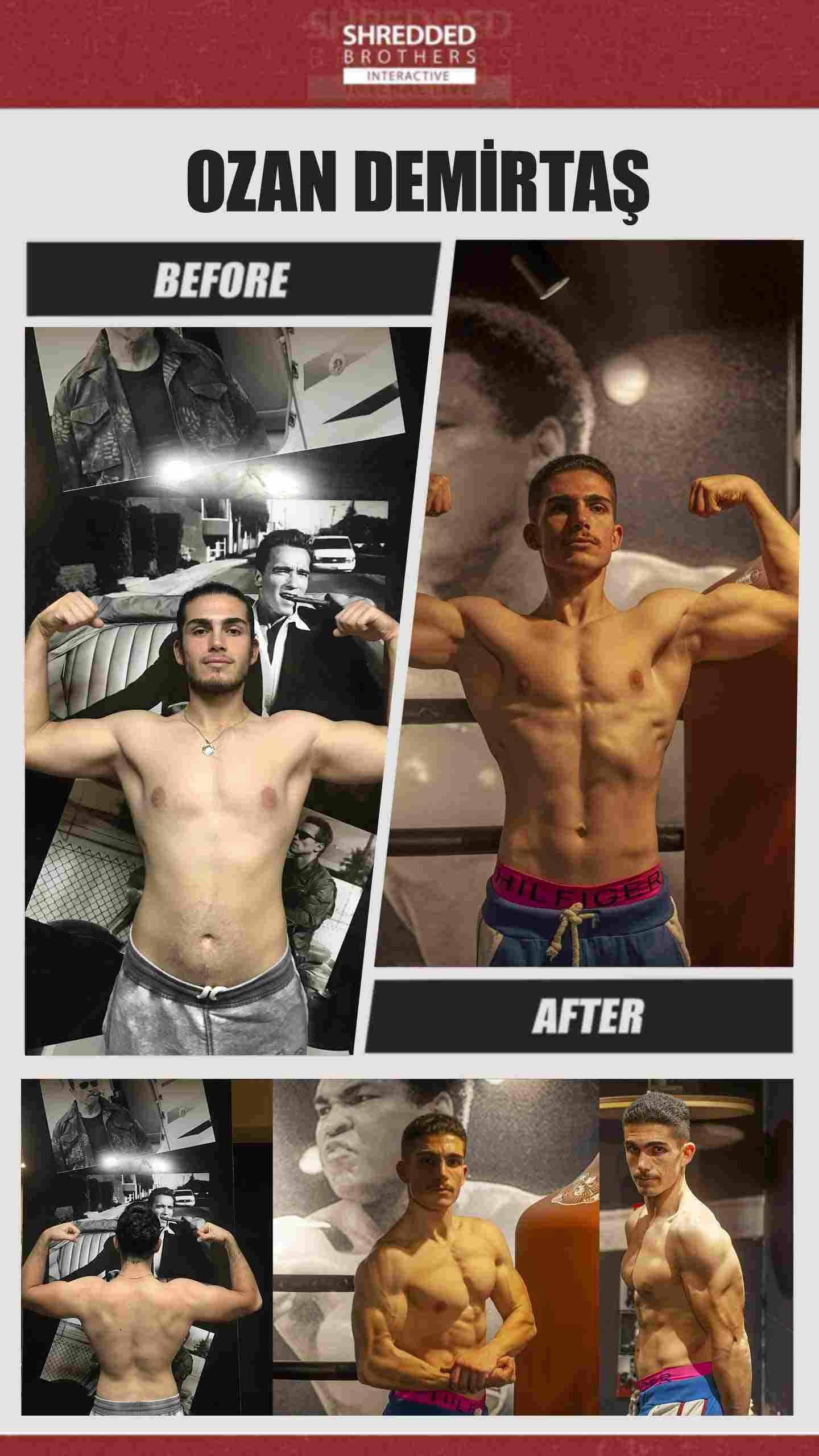 Before and after body transformation of an Idmanify member