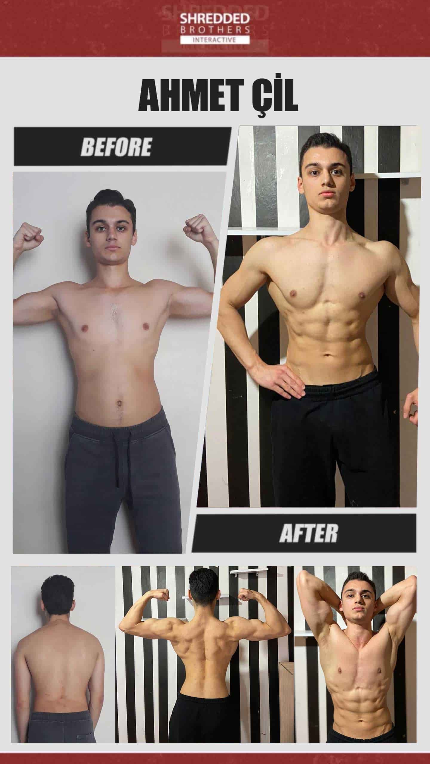 Before and after body transformation of an Idmanify member