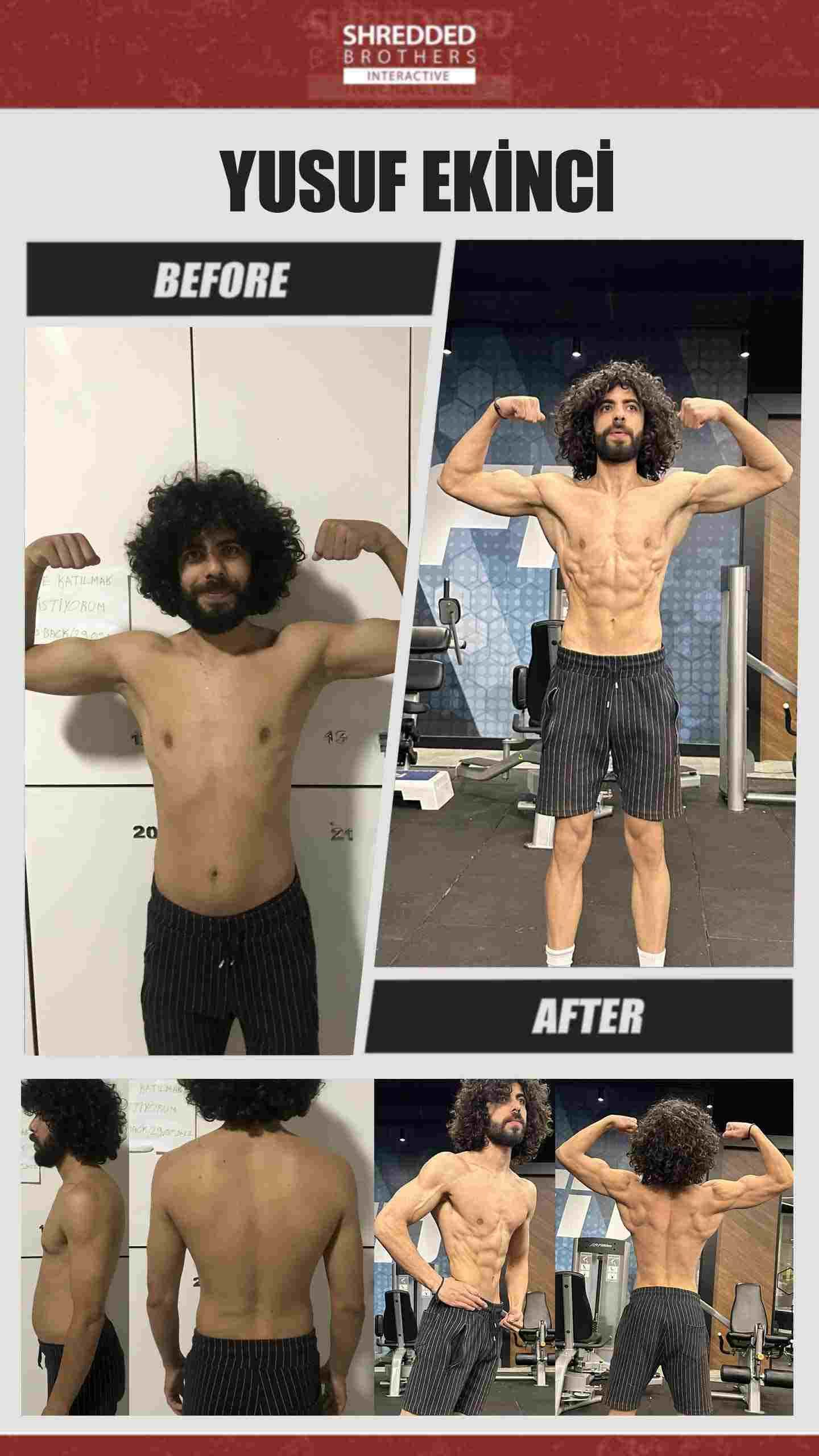 Before and after body transformation of an Idmanify member