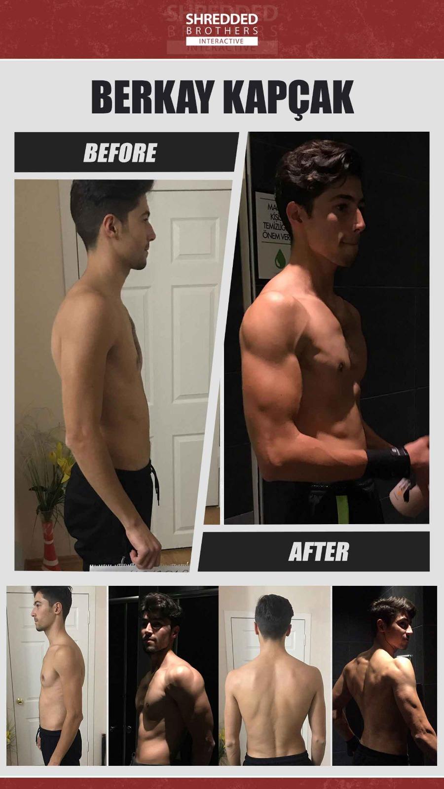 Before and after body transformation of an Idmanify member
