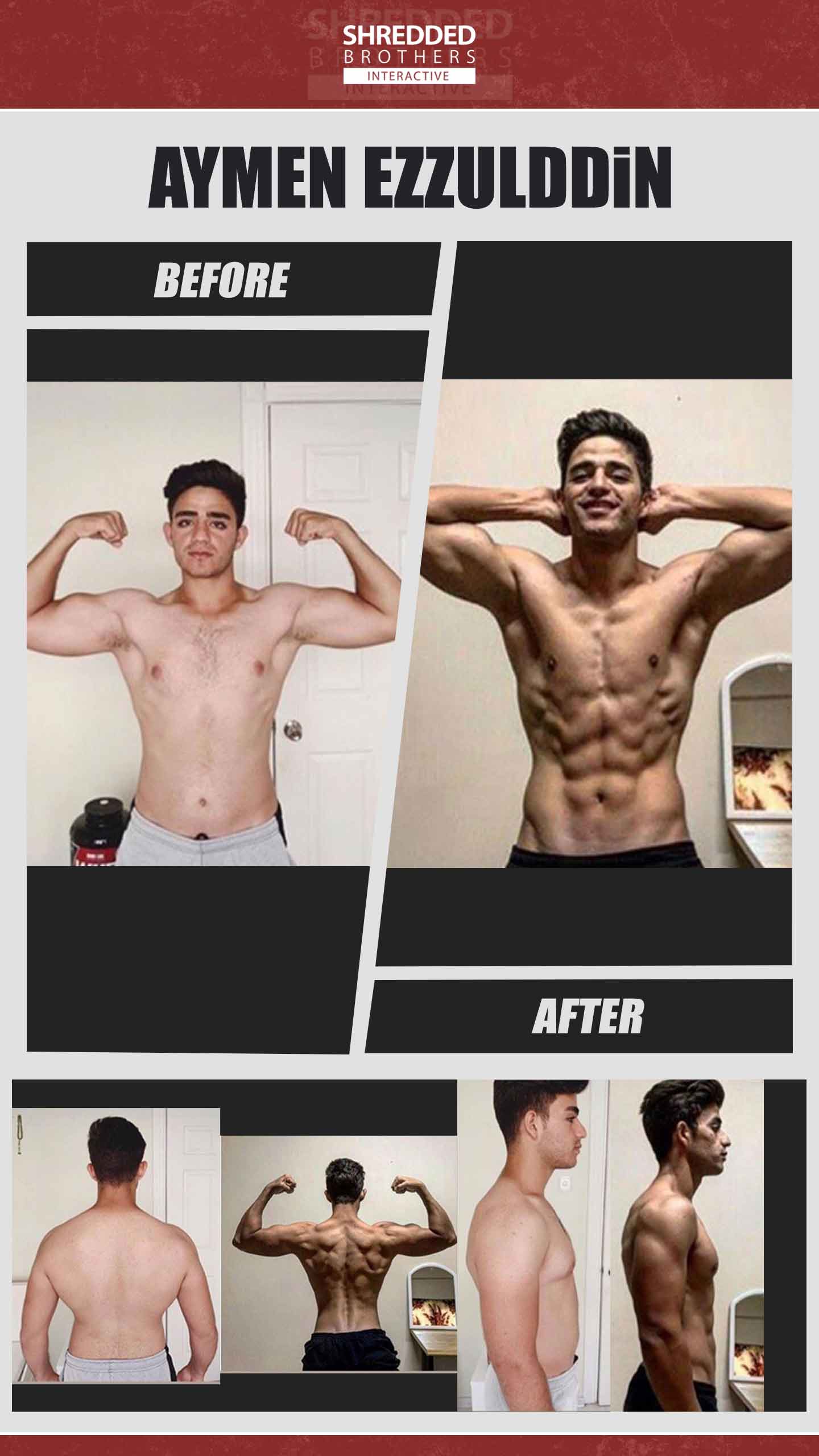 Before and after body transformation of an Idmanify member