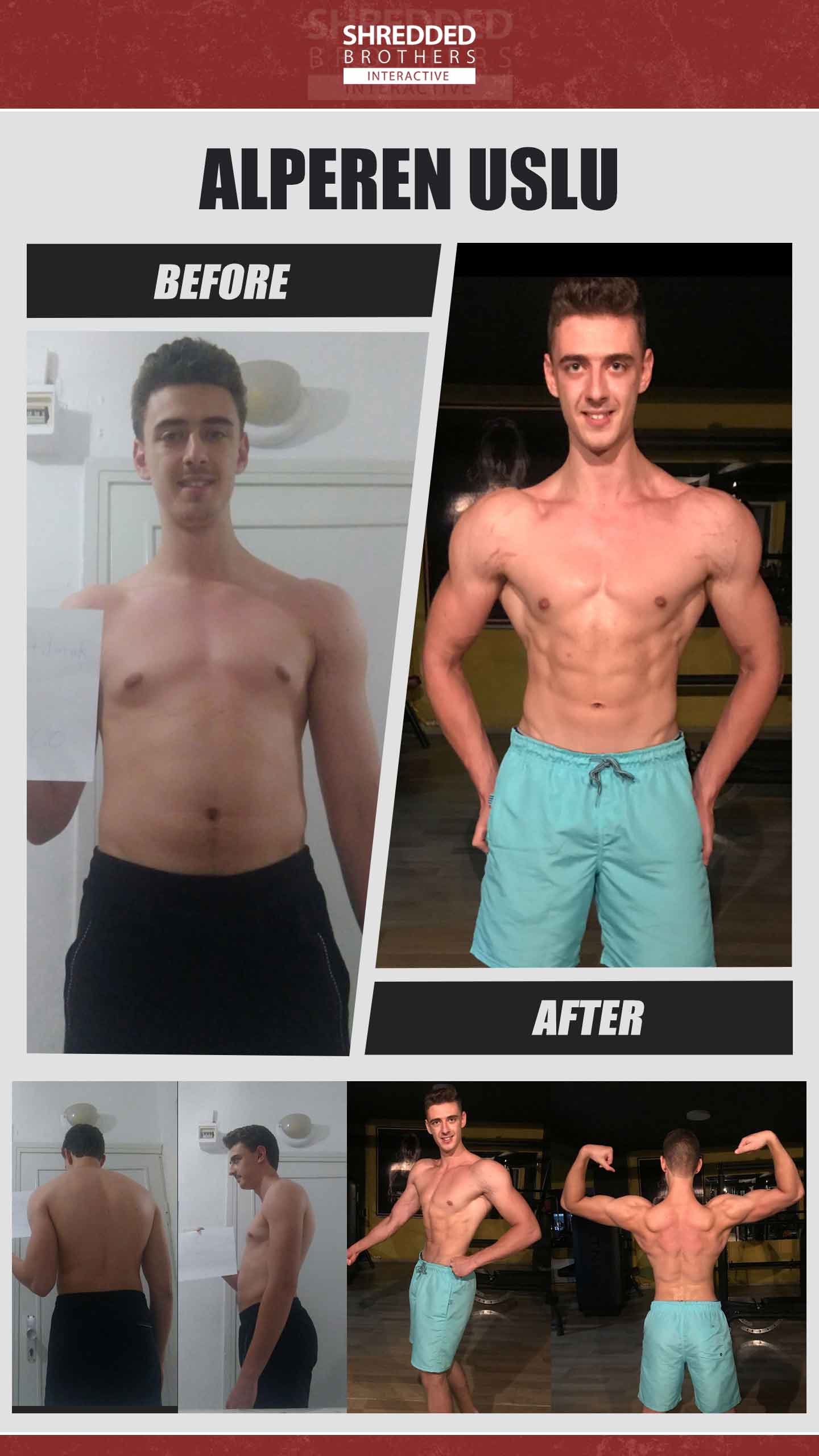 Before and after body transformation of an Idmanify member