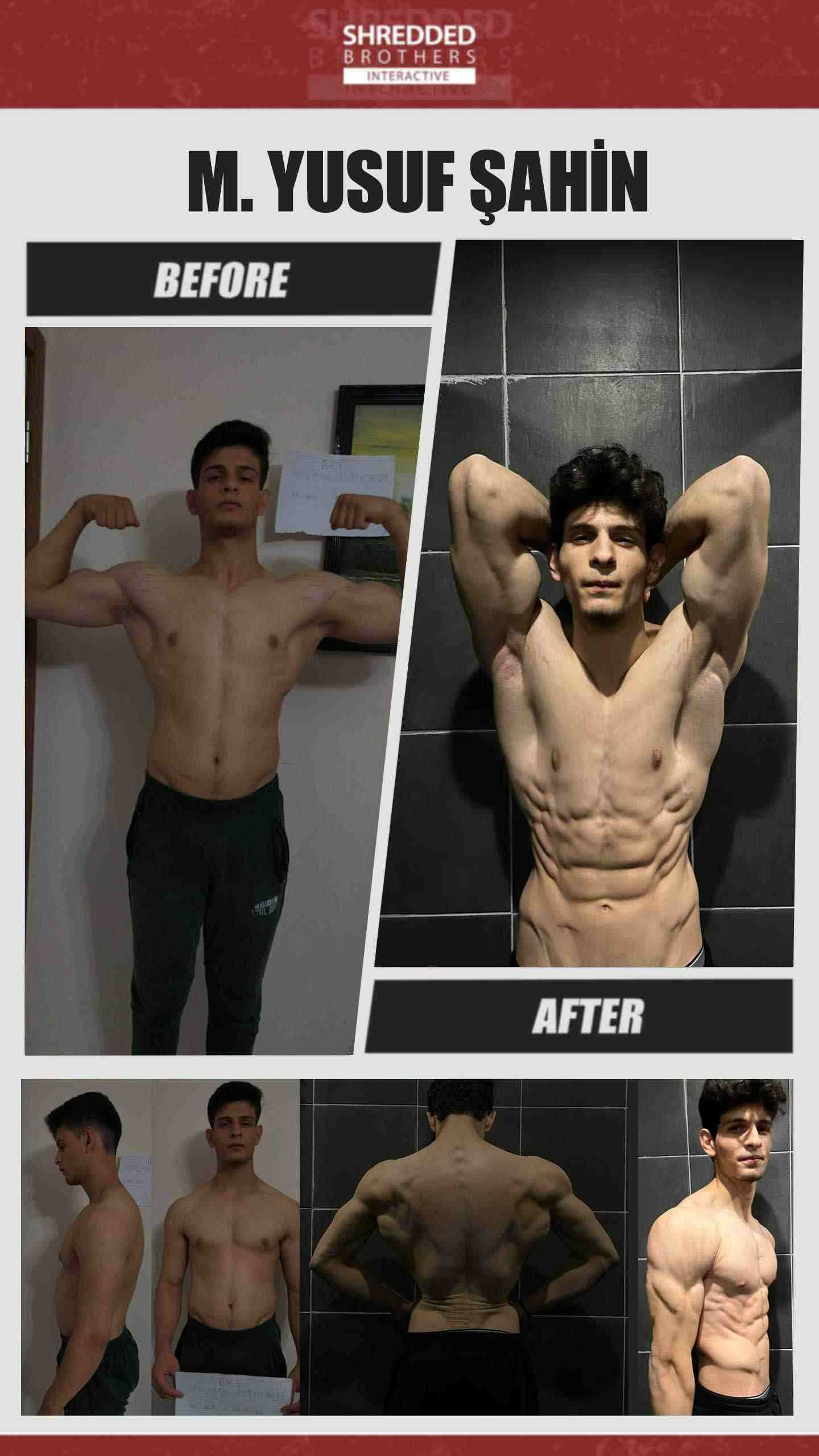 Before and after body transformation of an Idmanify member