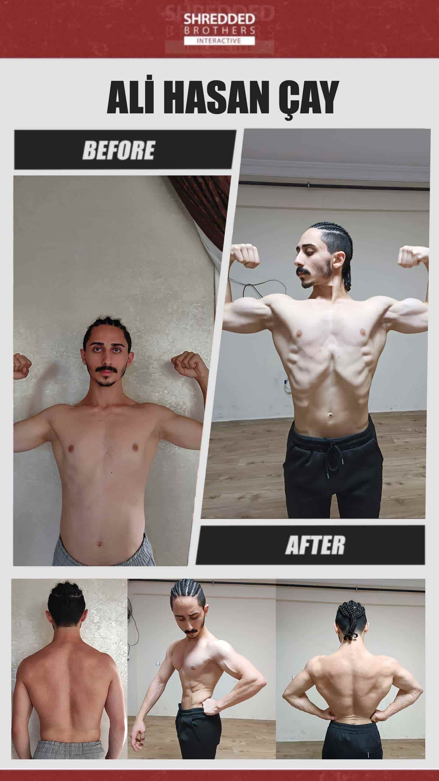 Before and after body transformation of an Idmanify member