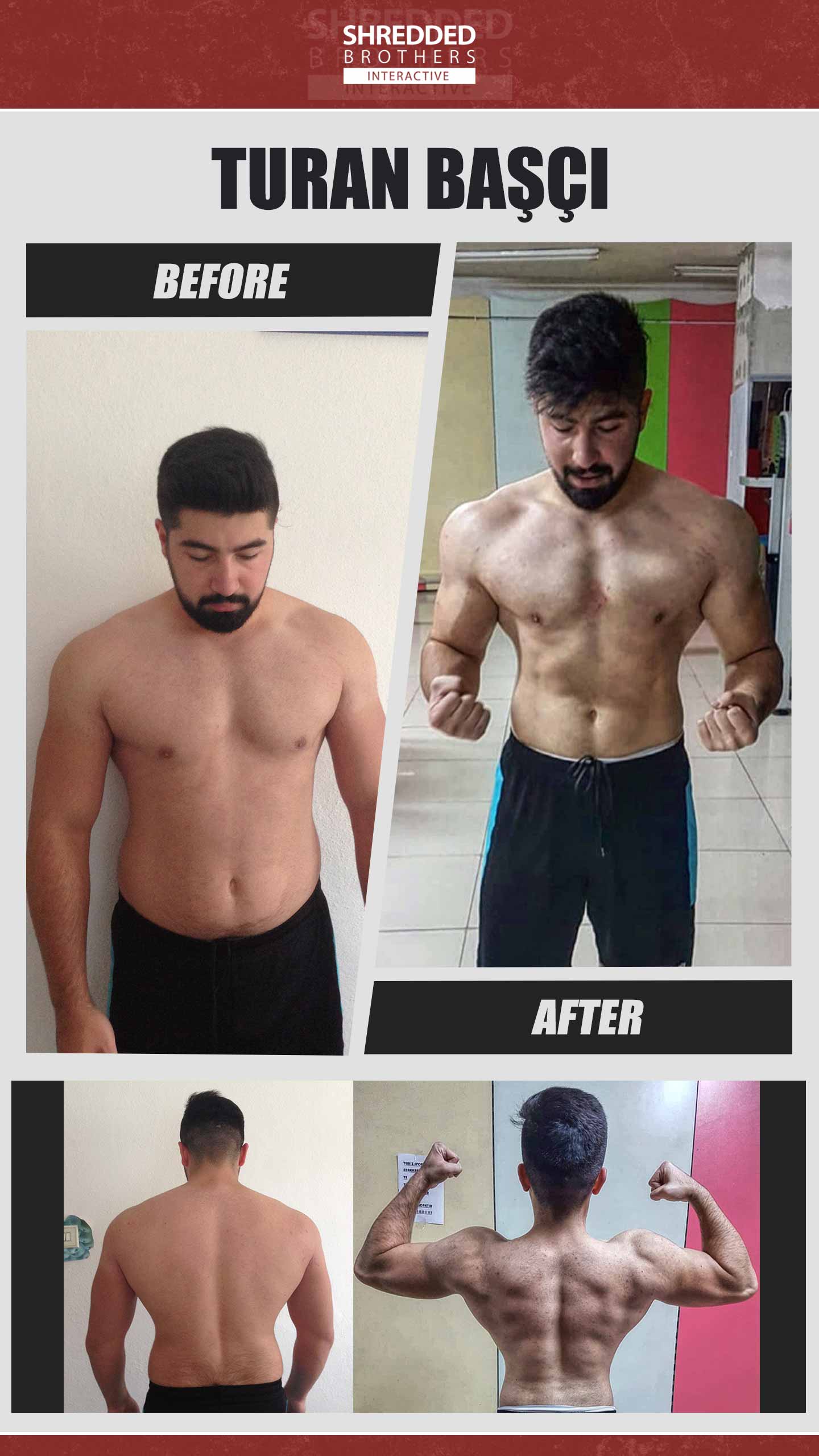 Before and after body transformation of an Idmanify member