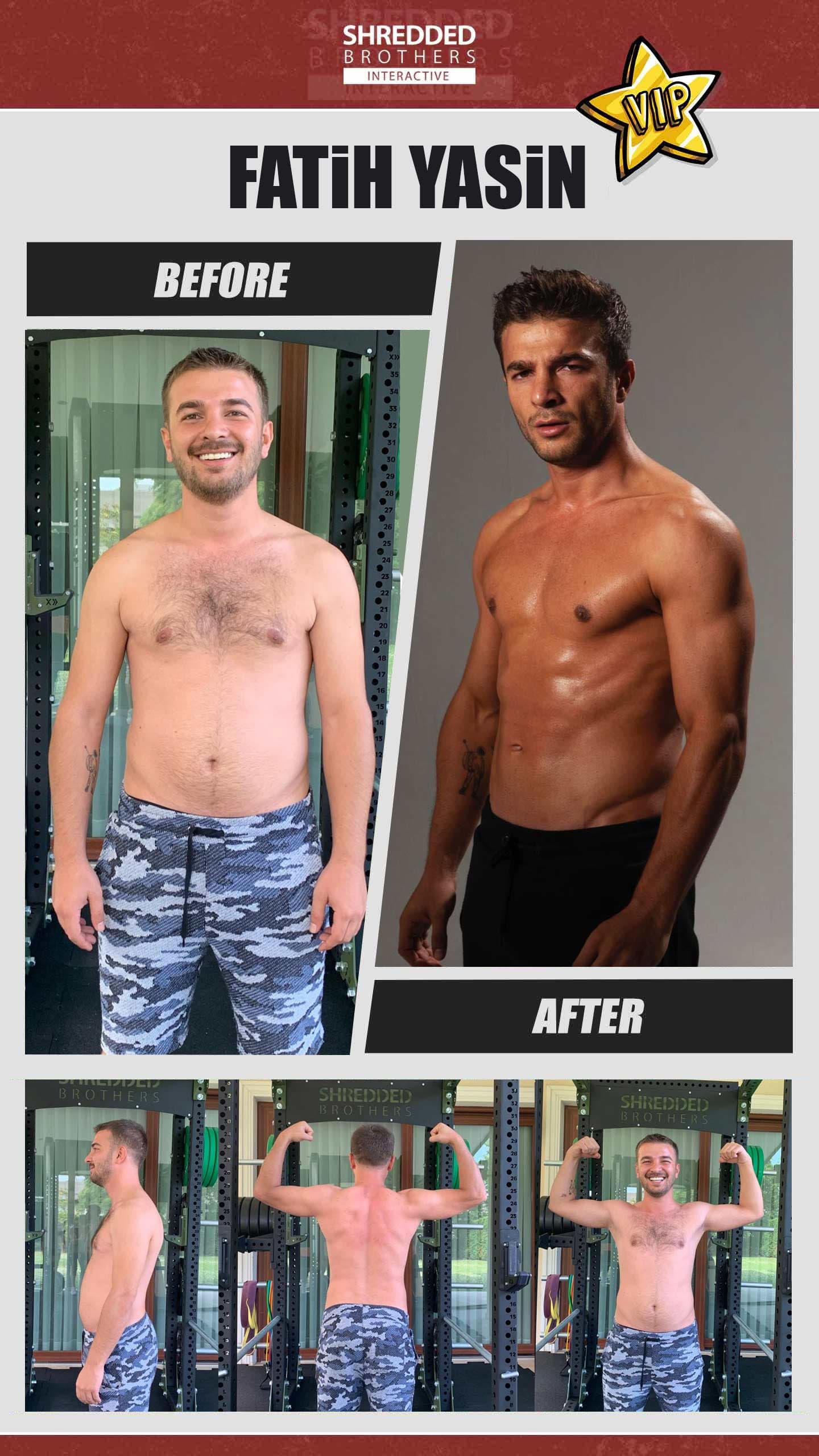 Before and after body transformation of an Idmanify member