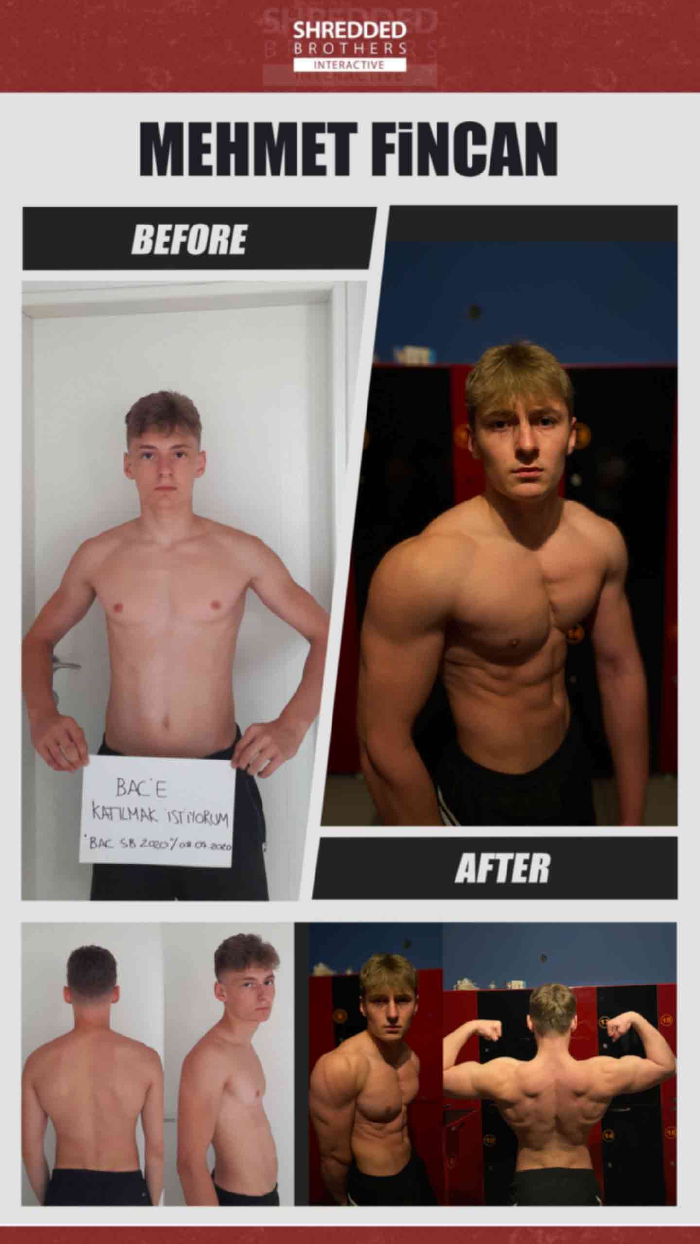 Before and after body transformation of an Idmanify member