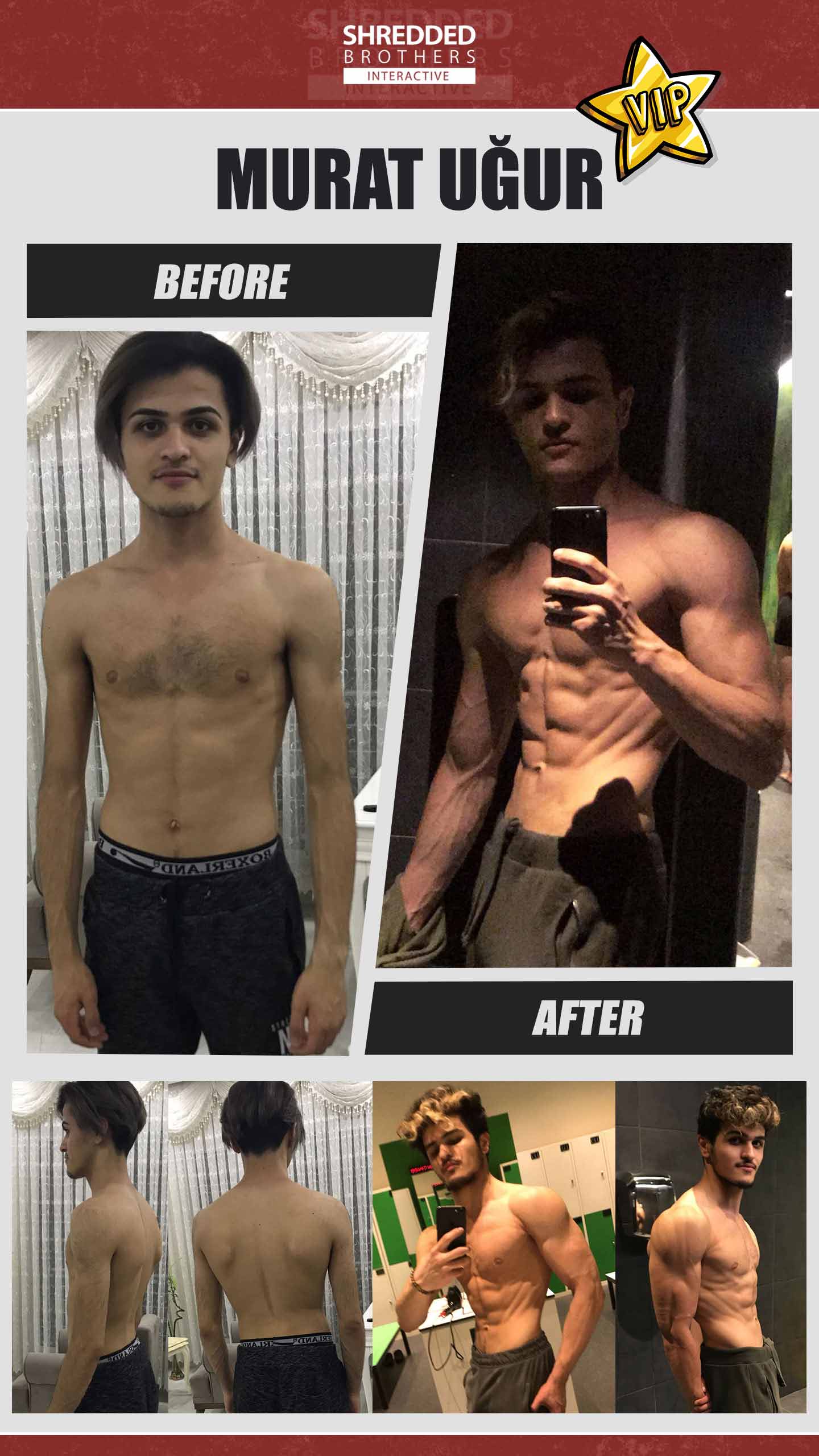 Before and after body transformation of an Idmanify member