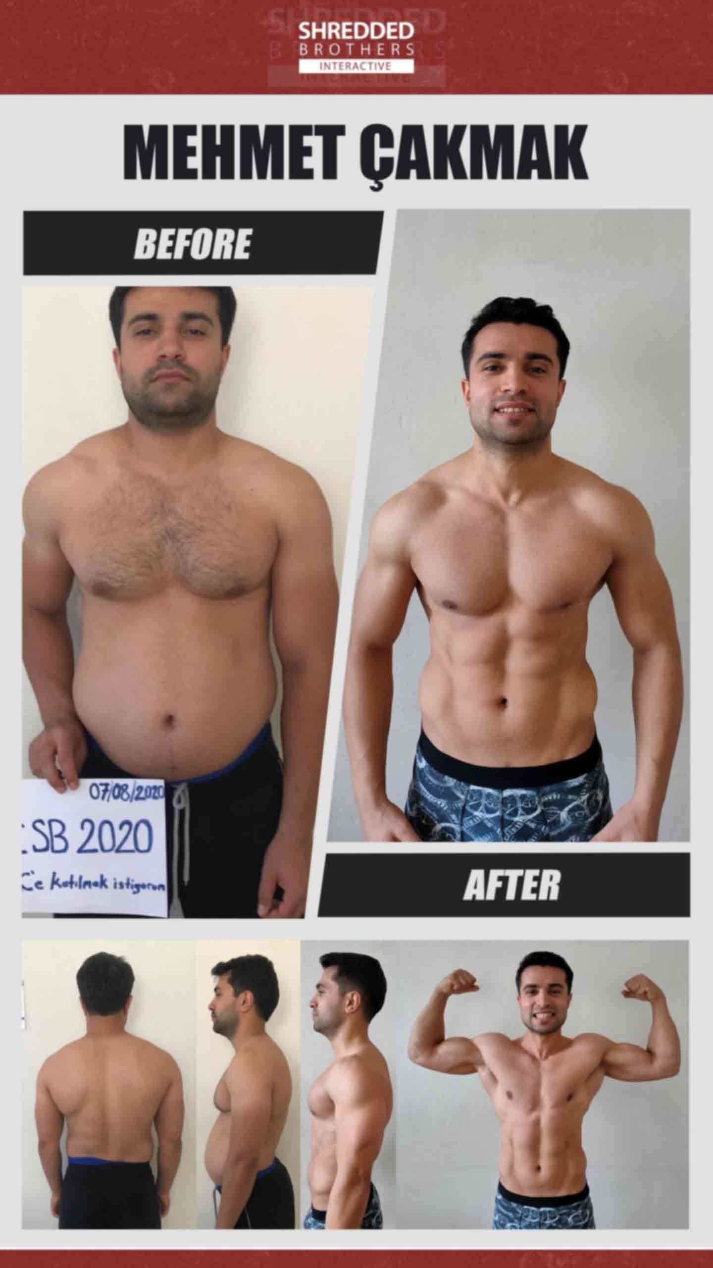 Before and after body transformation of an Idmanify member