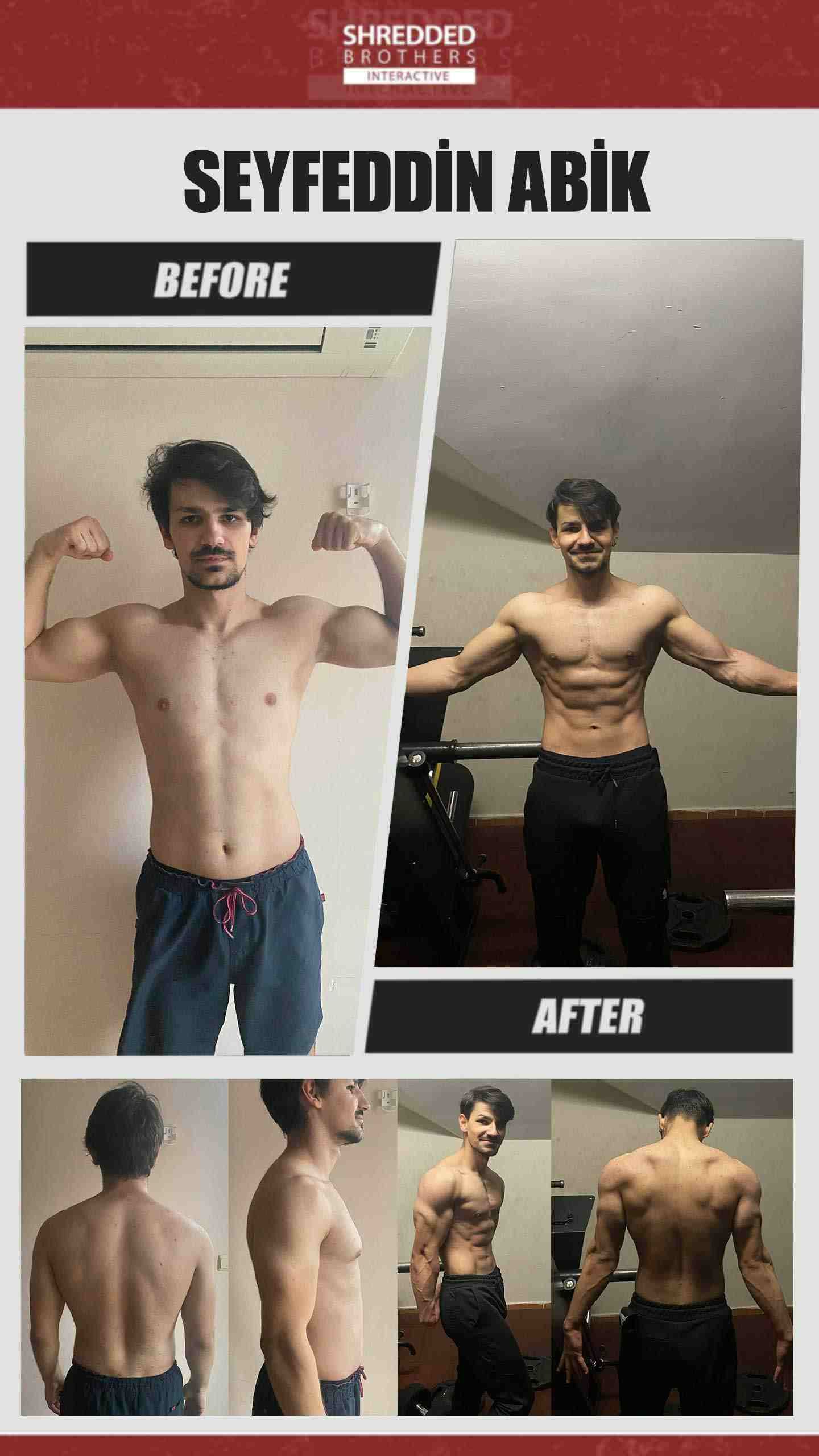 Before and after body transformation of an Idmanify member