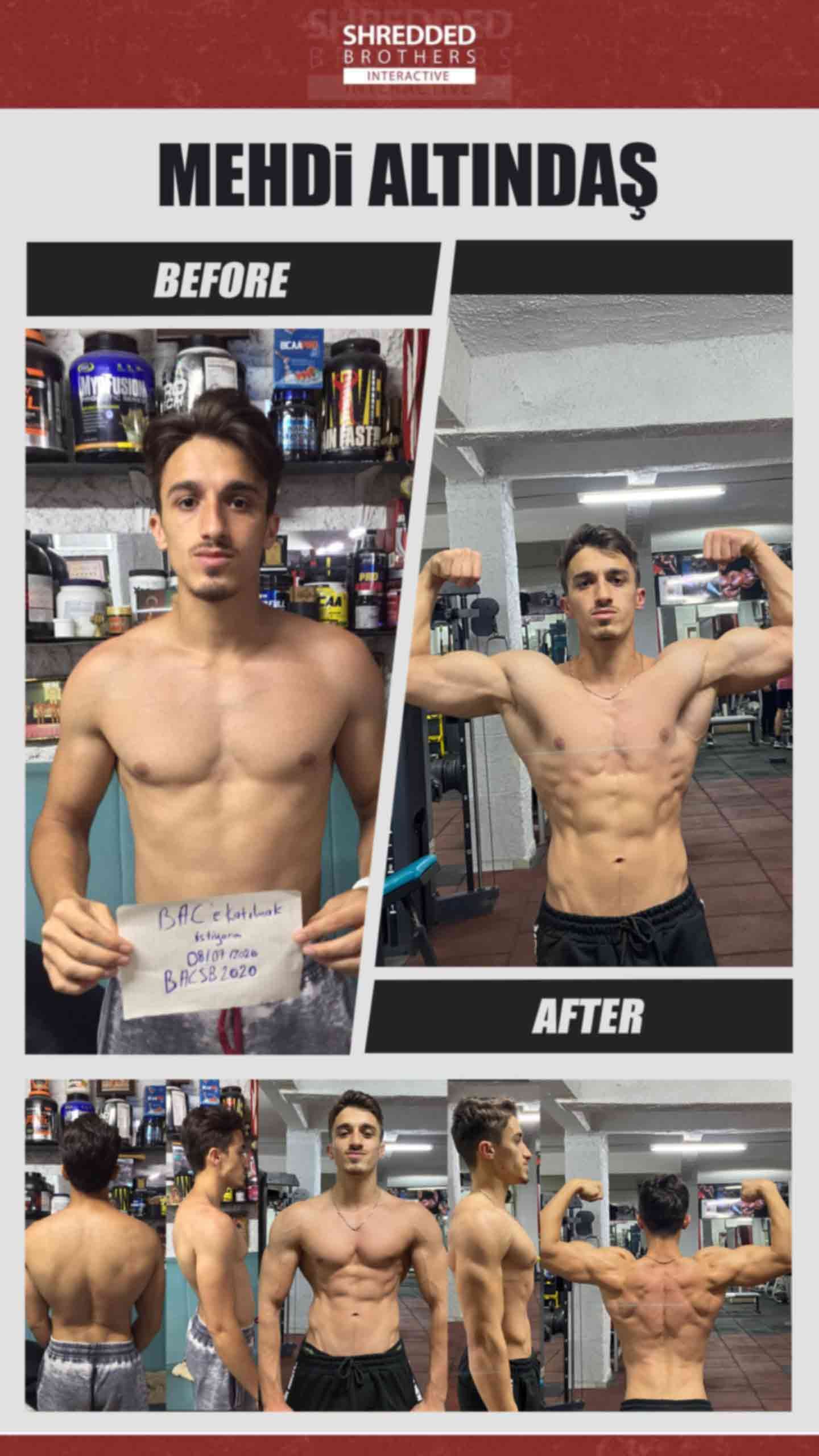 Before and after body transformation of an Idmanify member