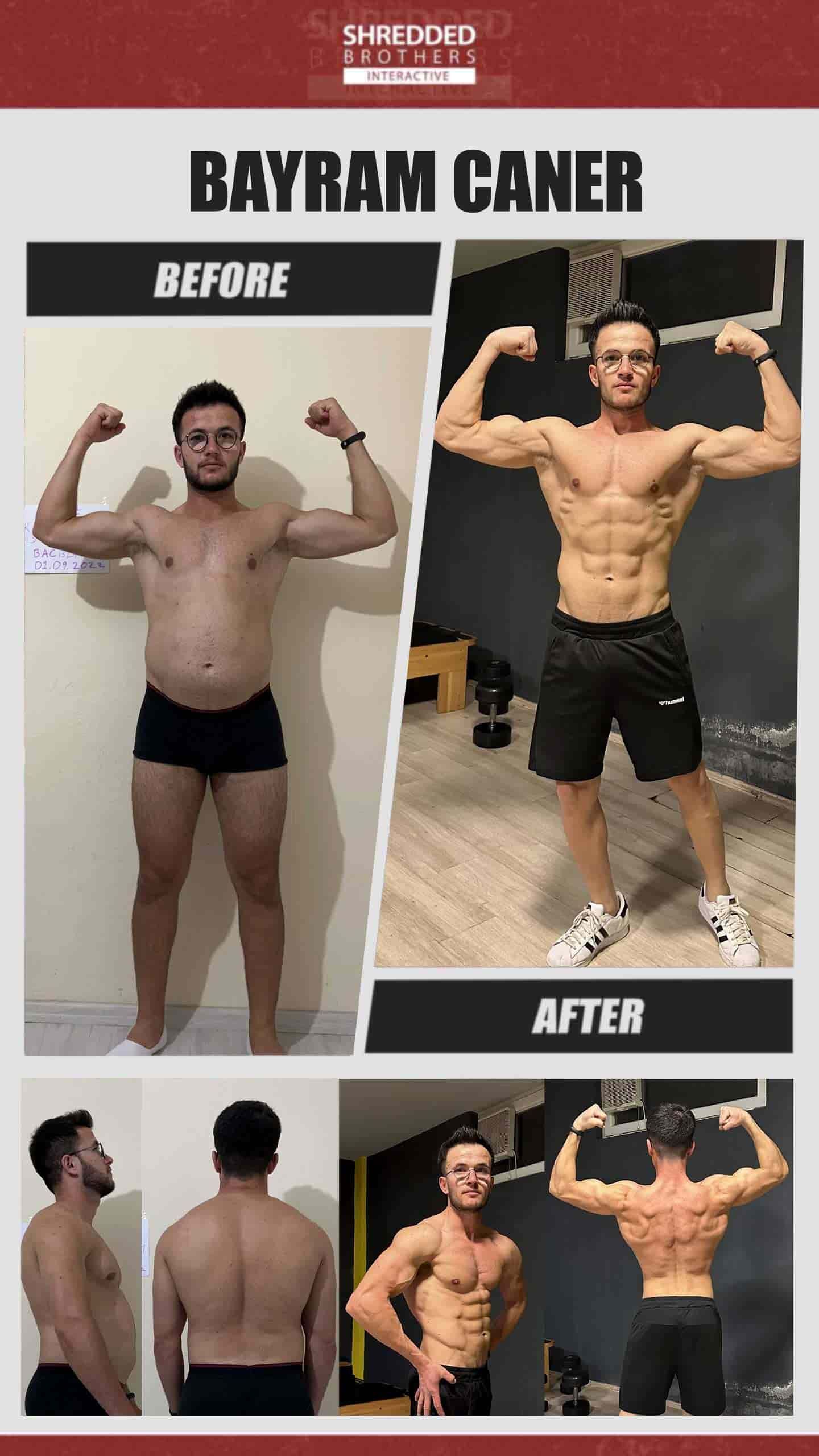 Before and after body transformation of an Idmanify member