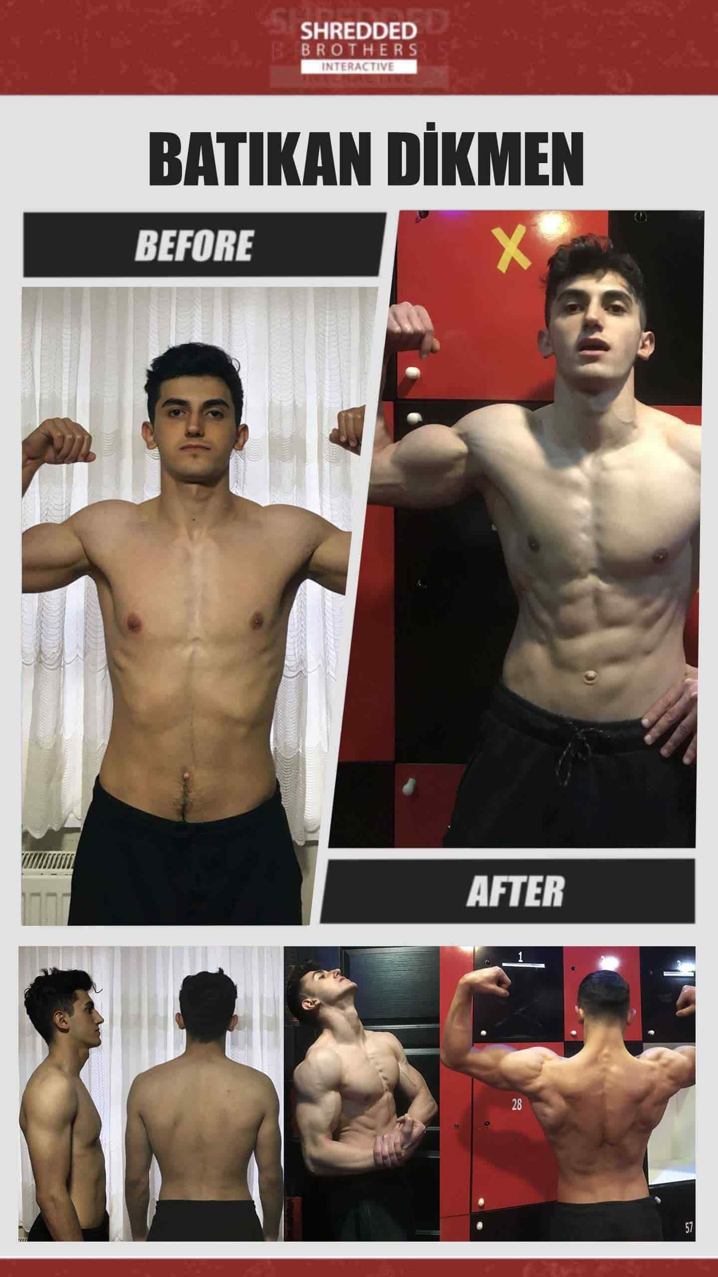 Before and after body transformation of an Idmanify member