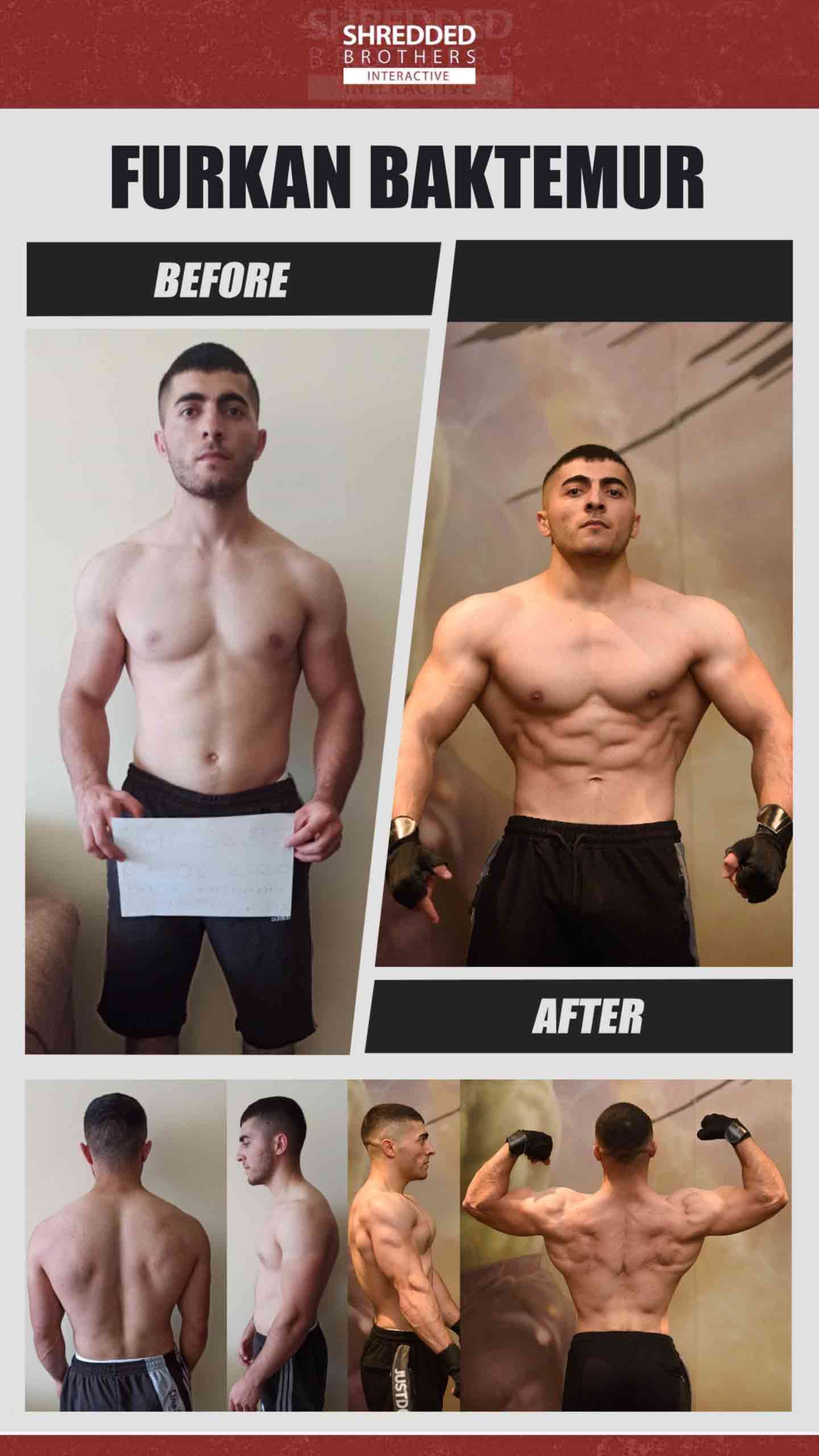 Before and after body transformation of an Idmanify member