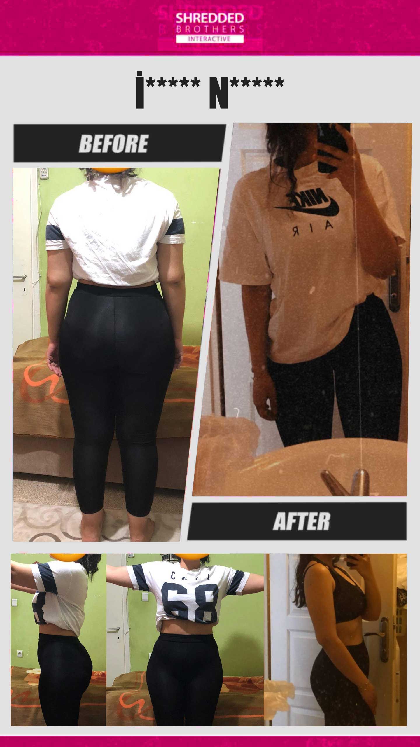 Before and after body transformation of an Idmanify member