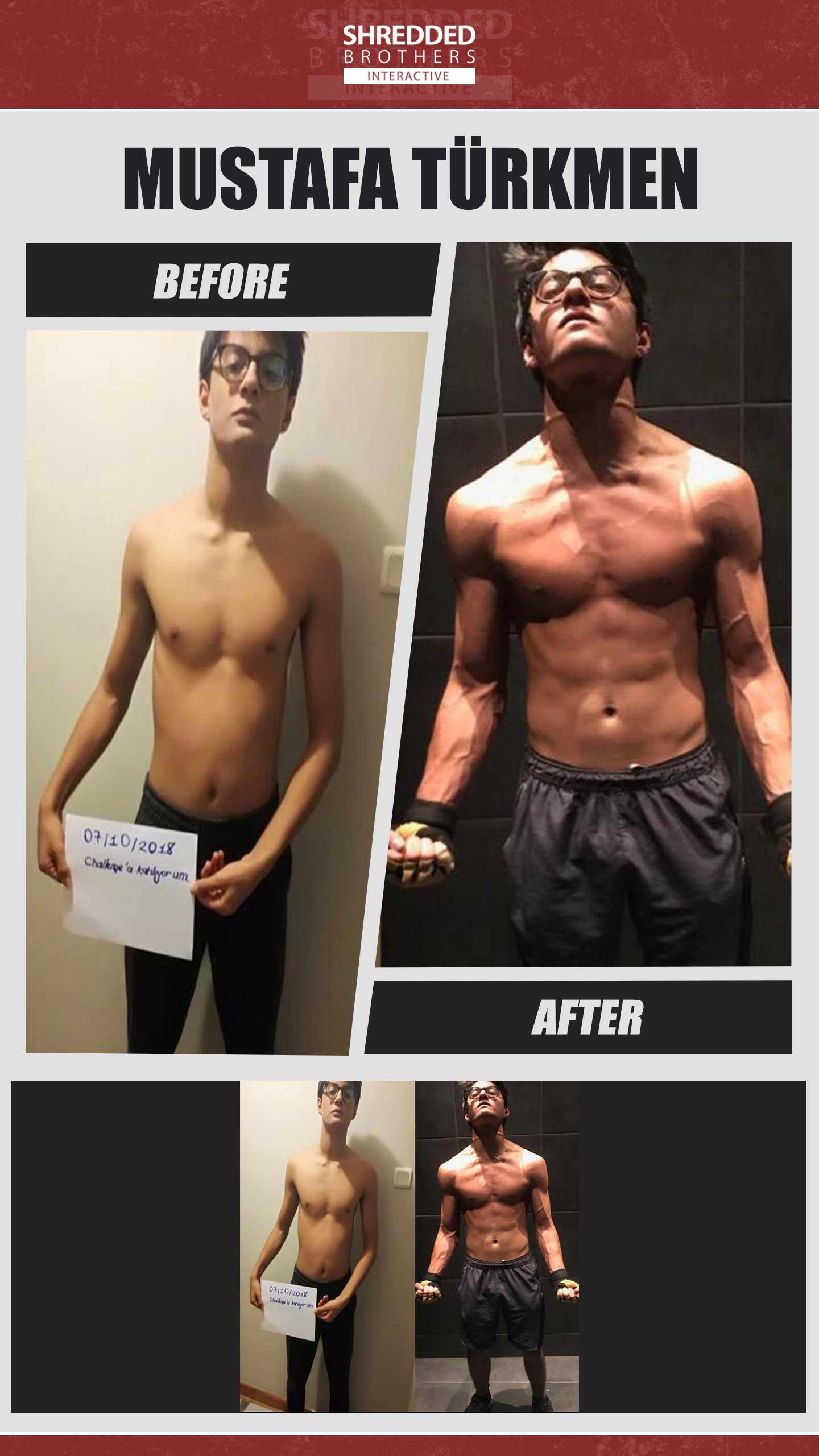 Before and after body transformation of an Idmanify member