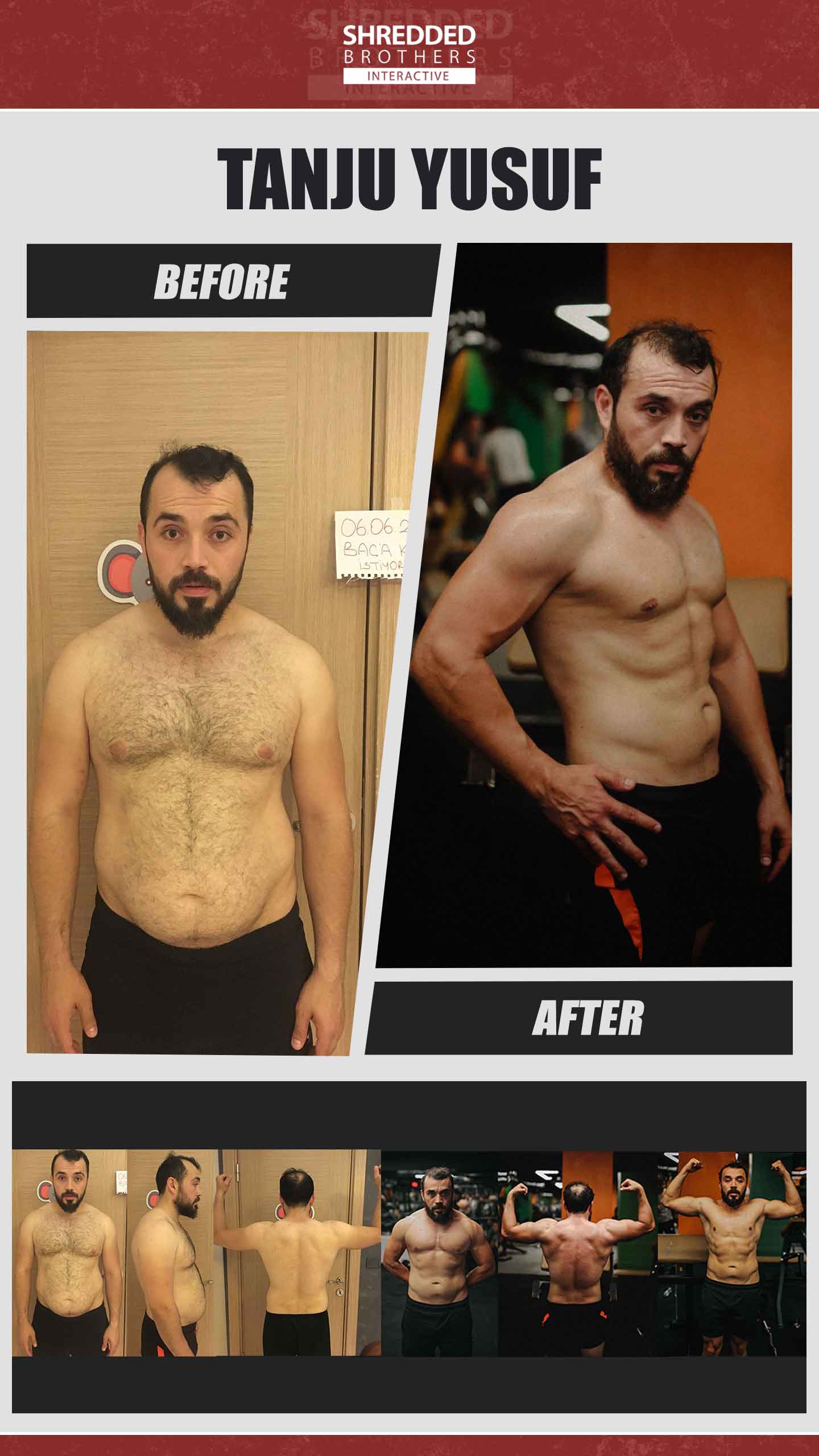 Before and after body transformation of an Idmanify member