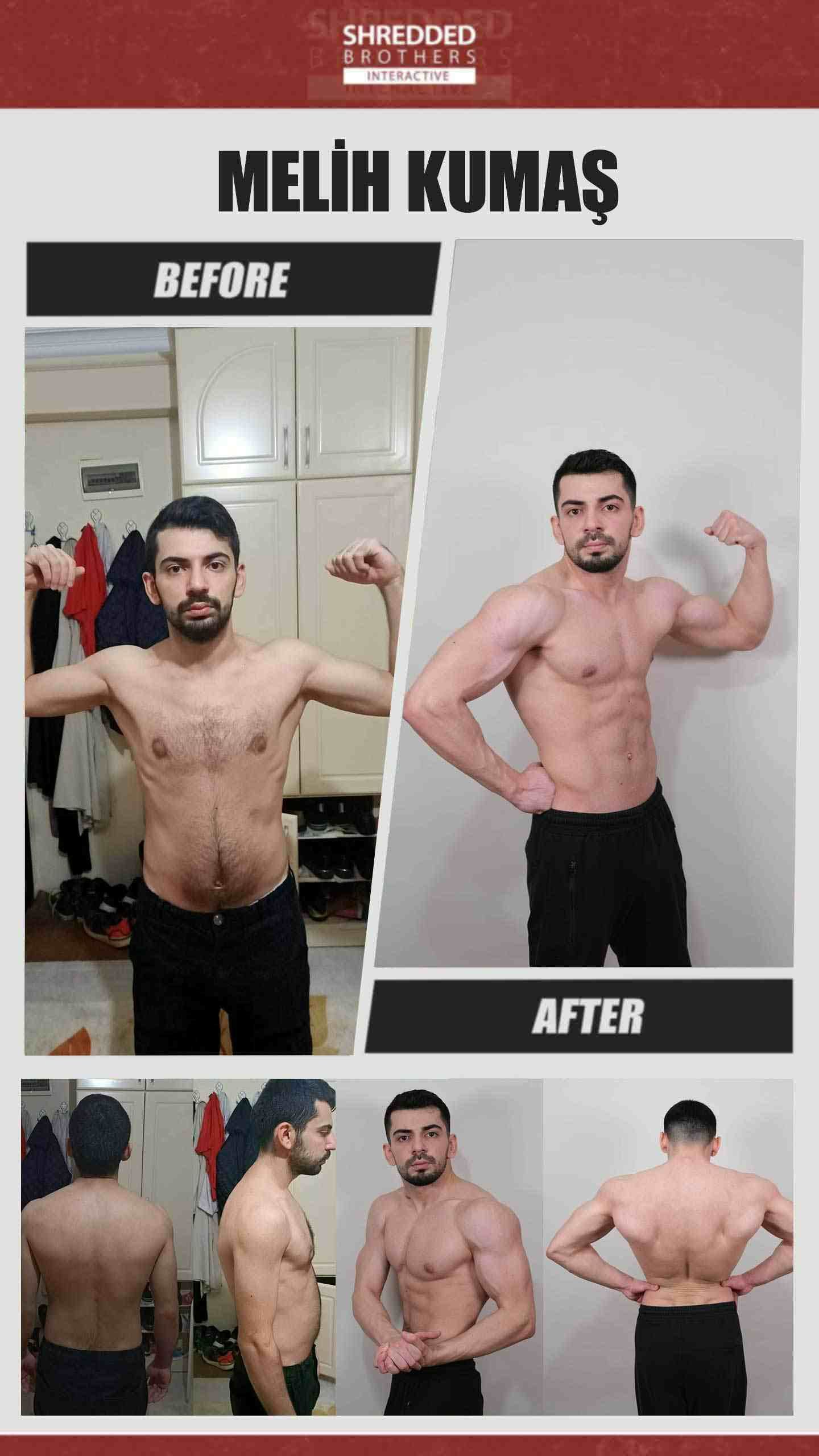 Before and after body transformation of an Idmanify member