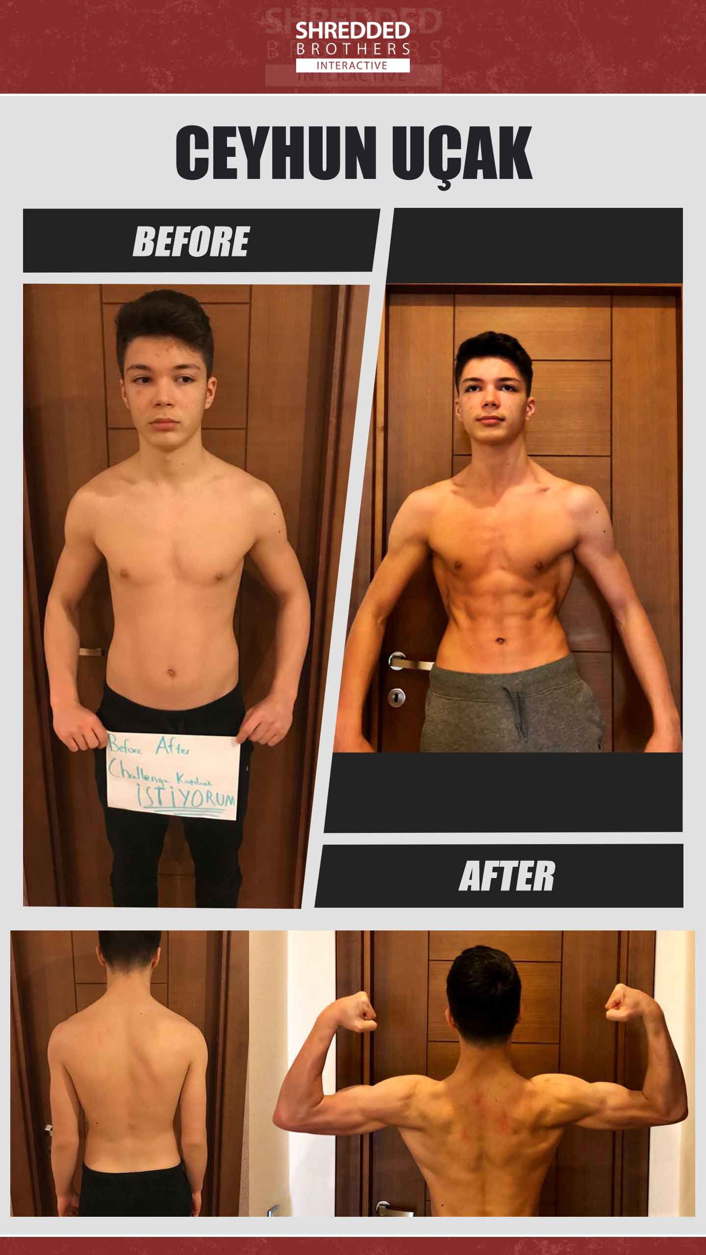 Before and after body transformation of an Idmanify member
