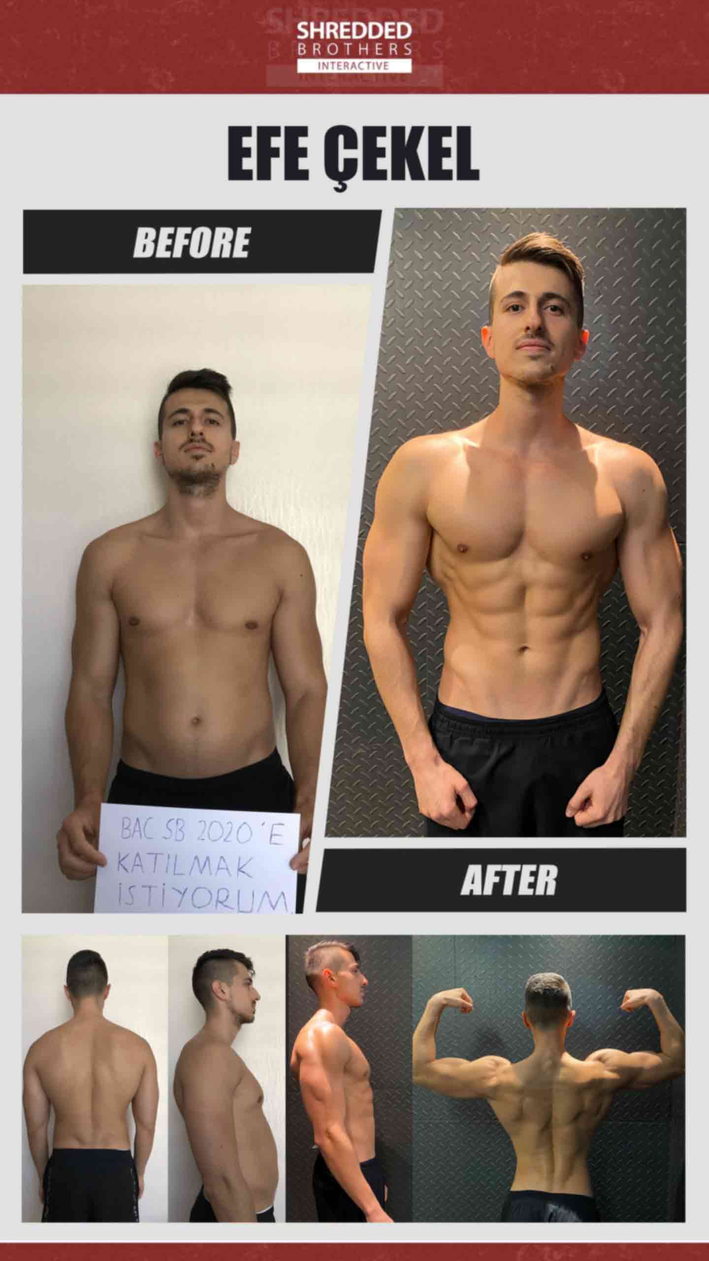 Before and after body transformation of an Idmanify member