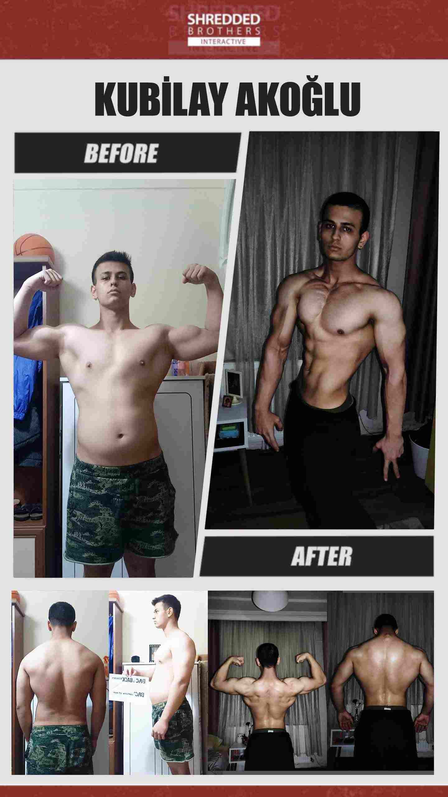 Before and after body transformation of an Idmanify member