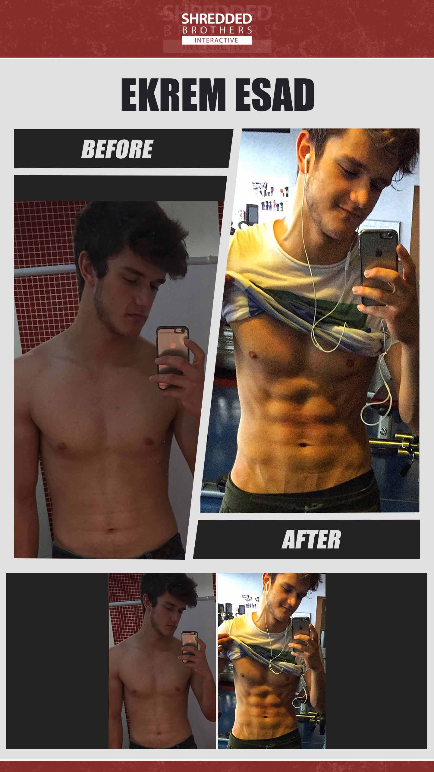 Before and after body transformation of an Idmanify member