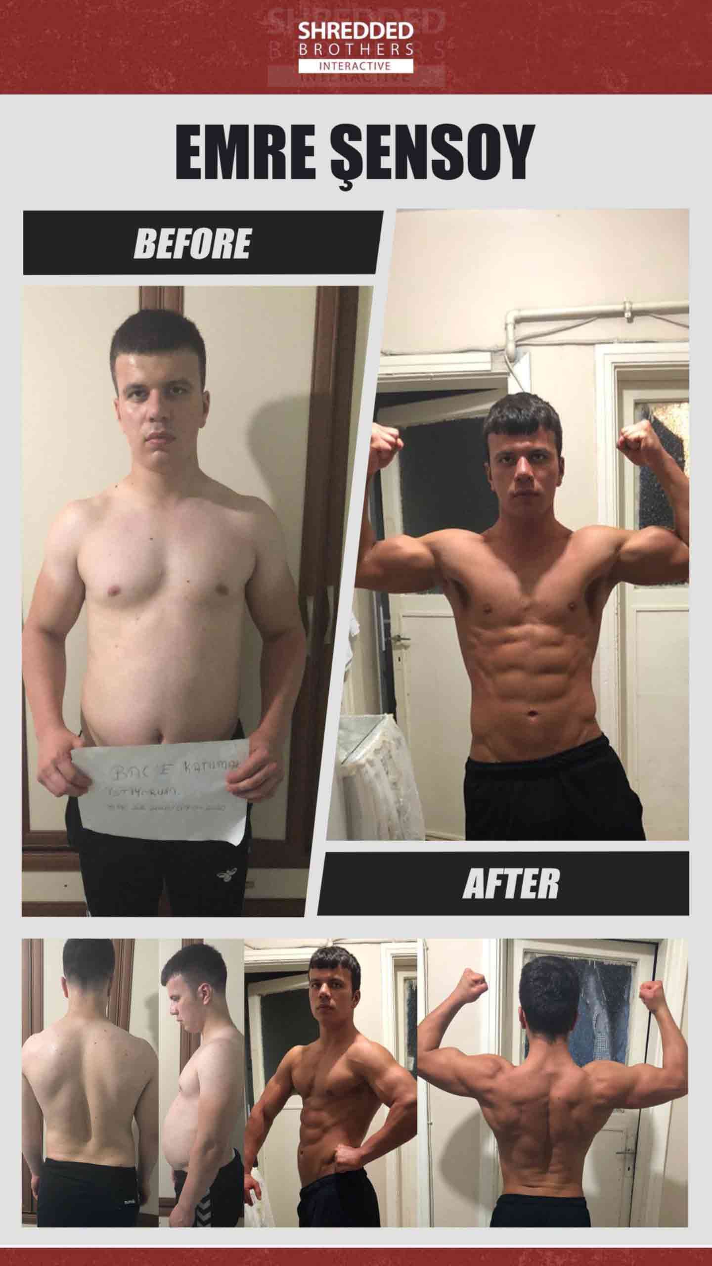 Before and after body transformation of an Idmanify member