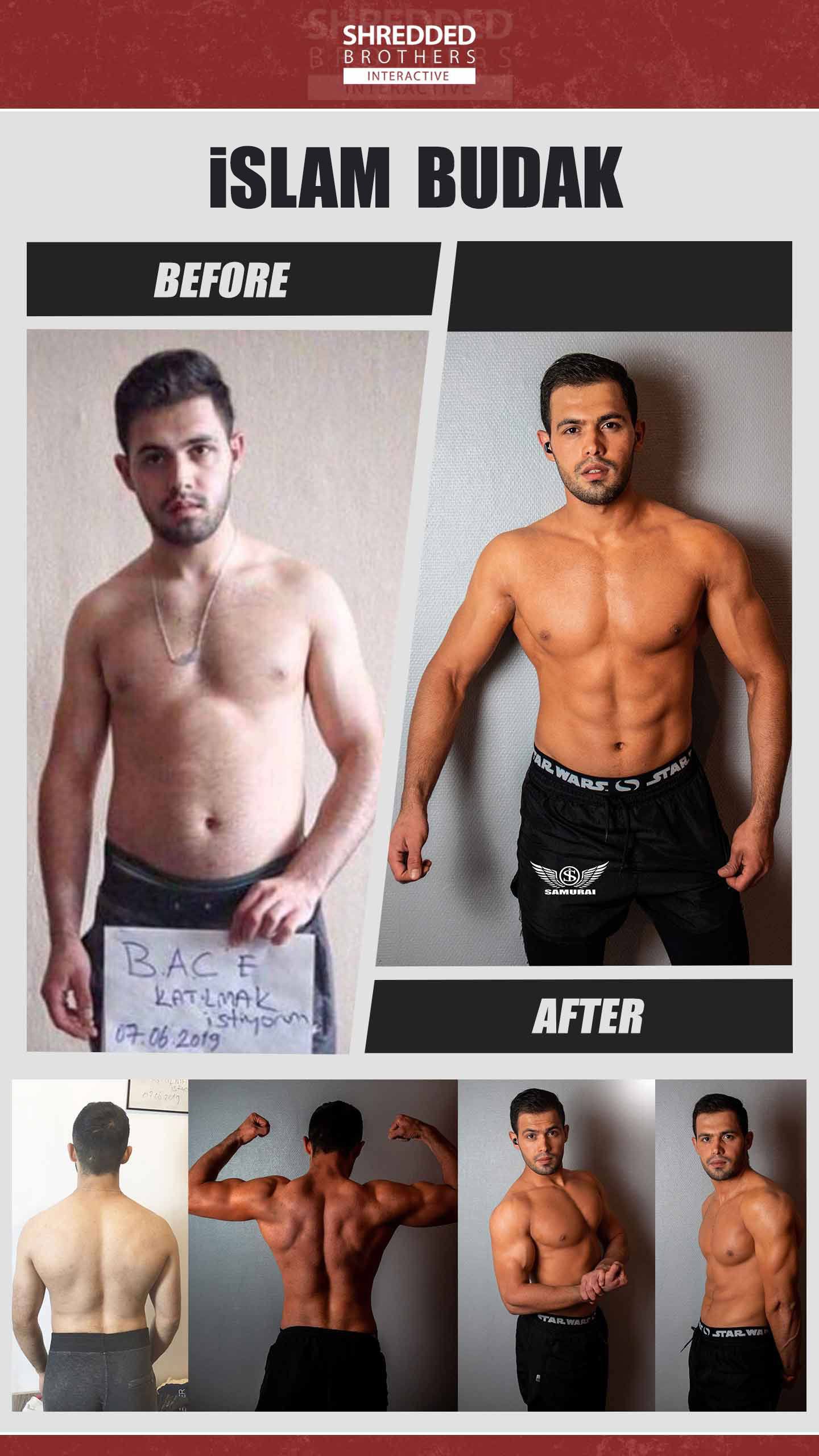 Before and after body transformation of an Idmanify member