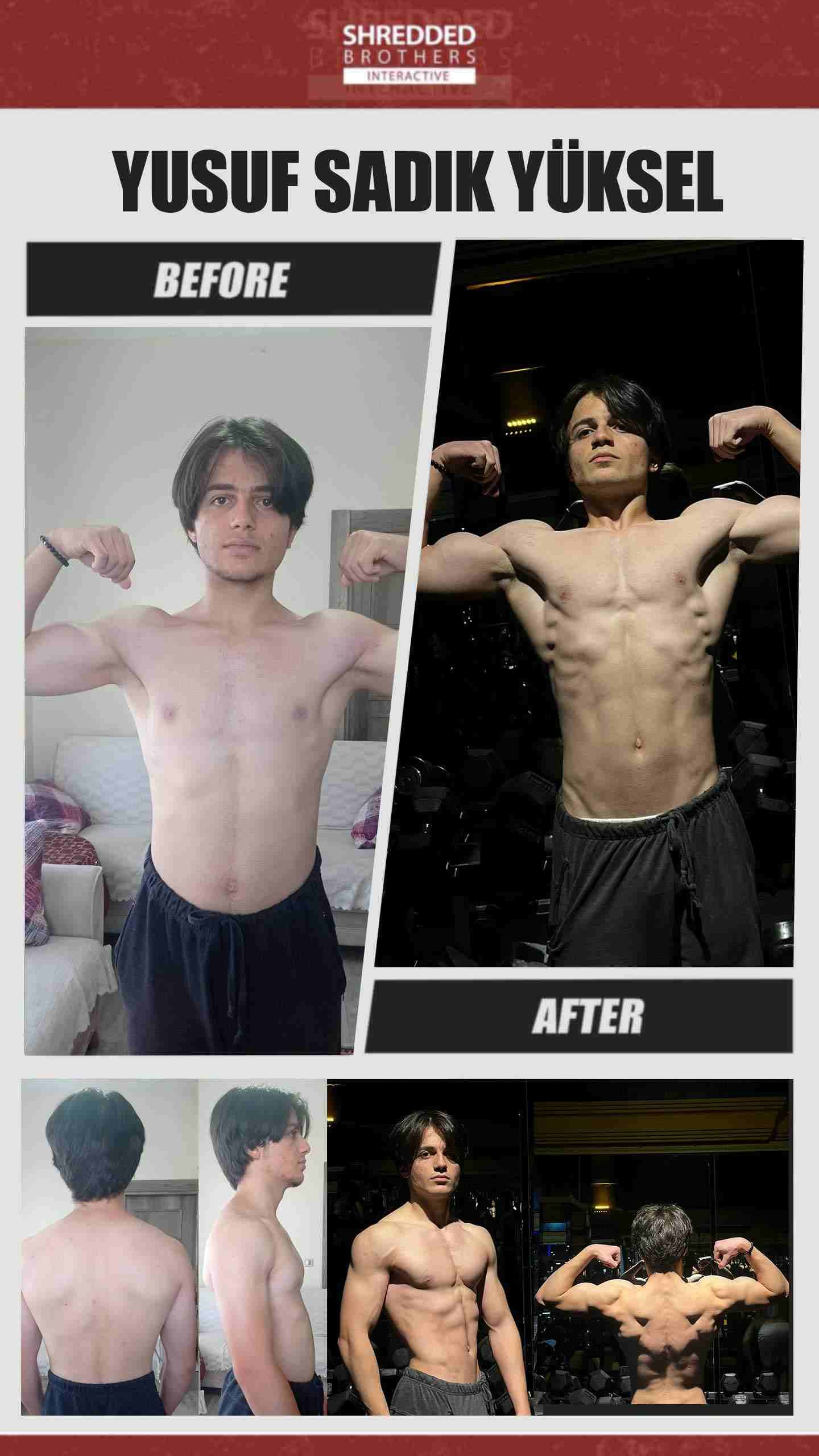 Before and after body transformation of an Idmanify member