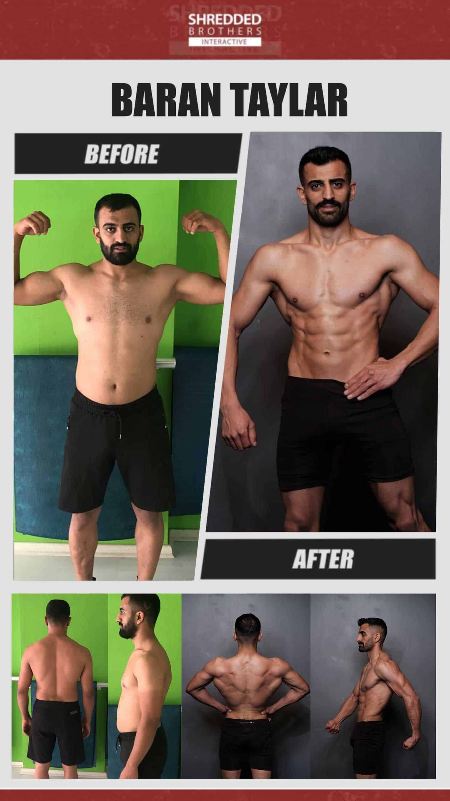 Before and after body transformation of an Idmanify member