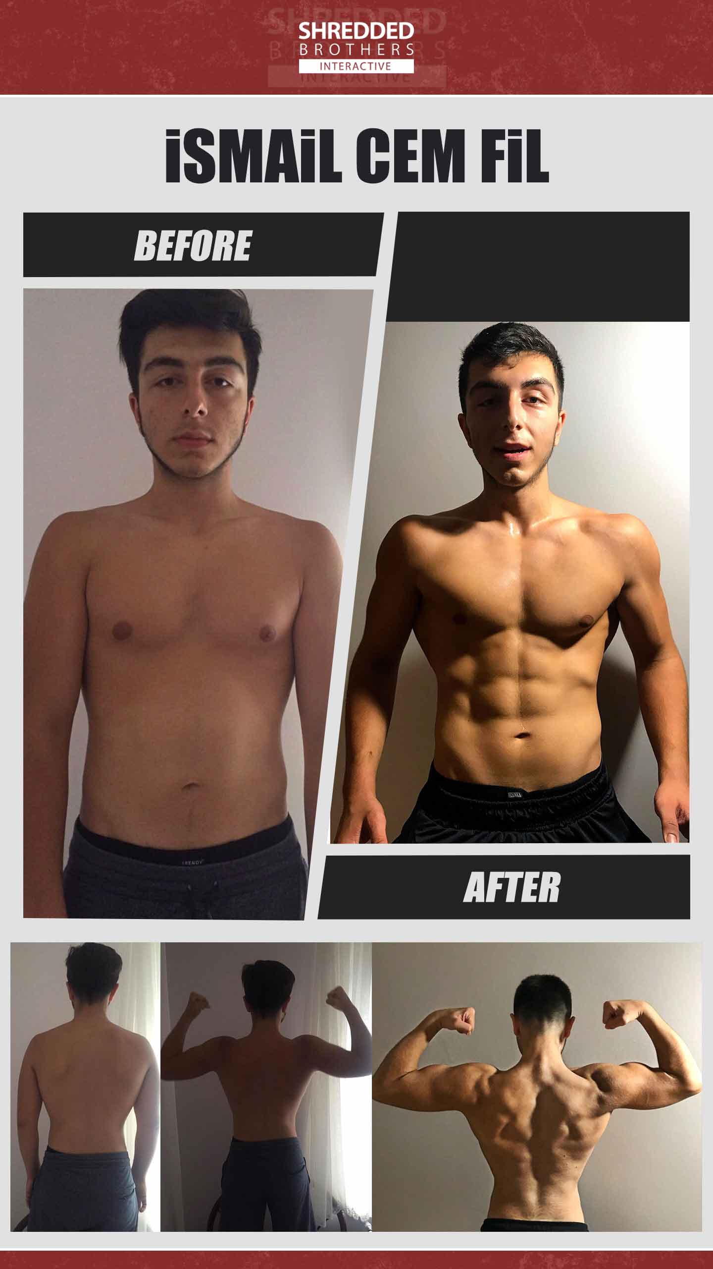 Before and after body transformation of an Idmanify member
