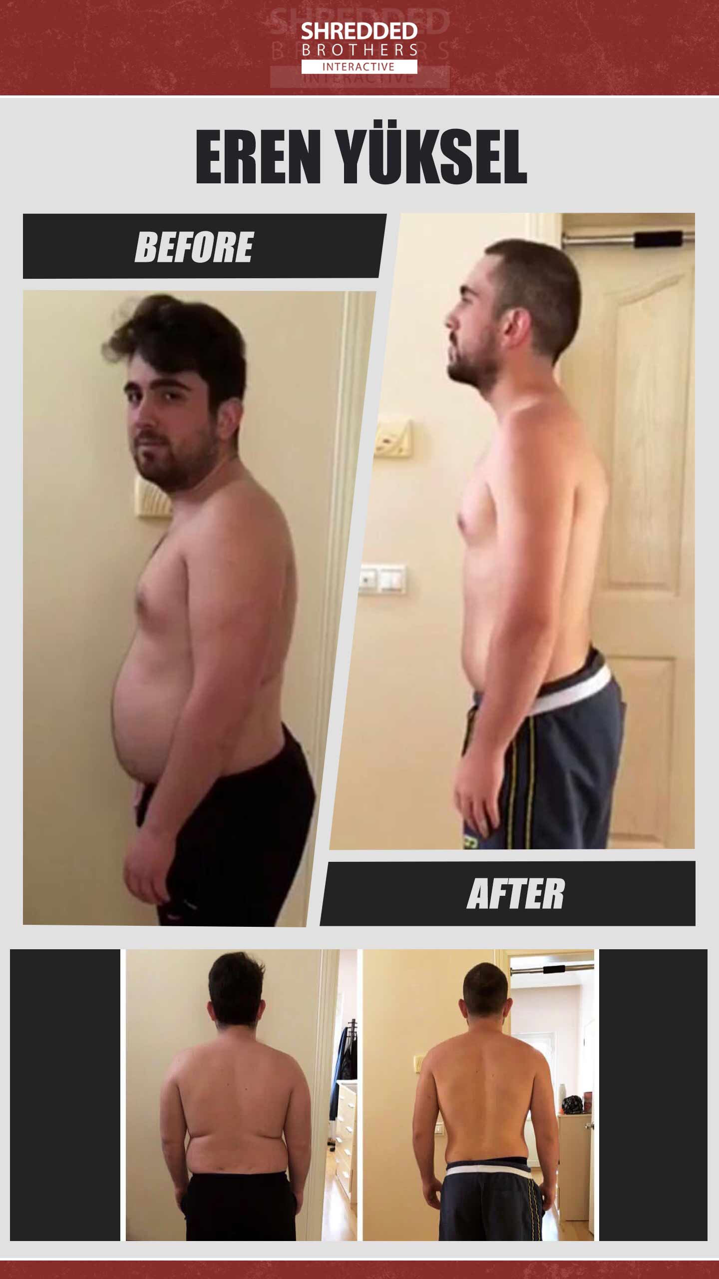 Before and after body transformation of an Idmanify member