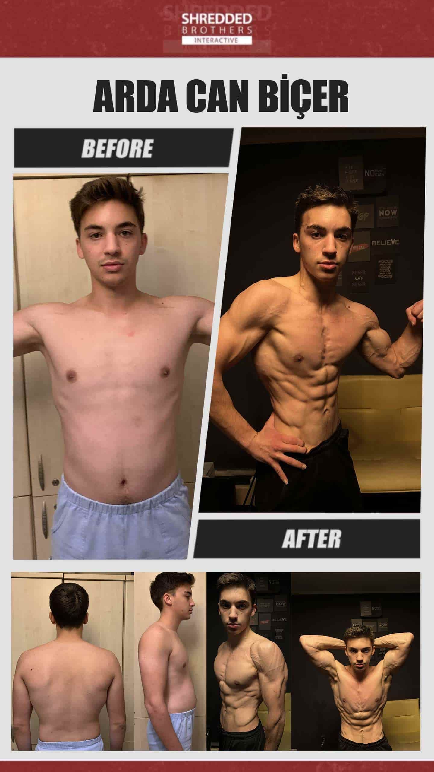 Before and after body transformation of an Idmanify member