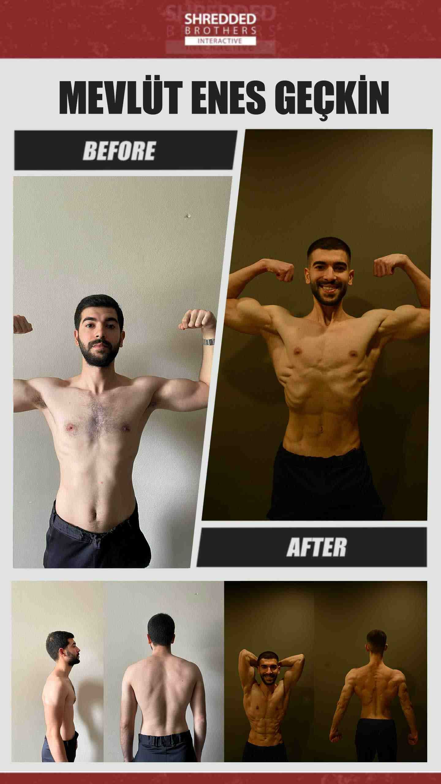 Before and after body transformation of an Idmanify member