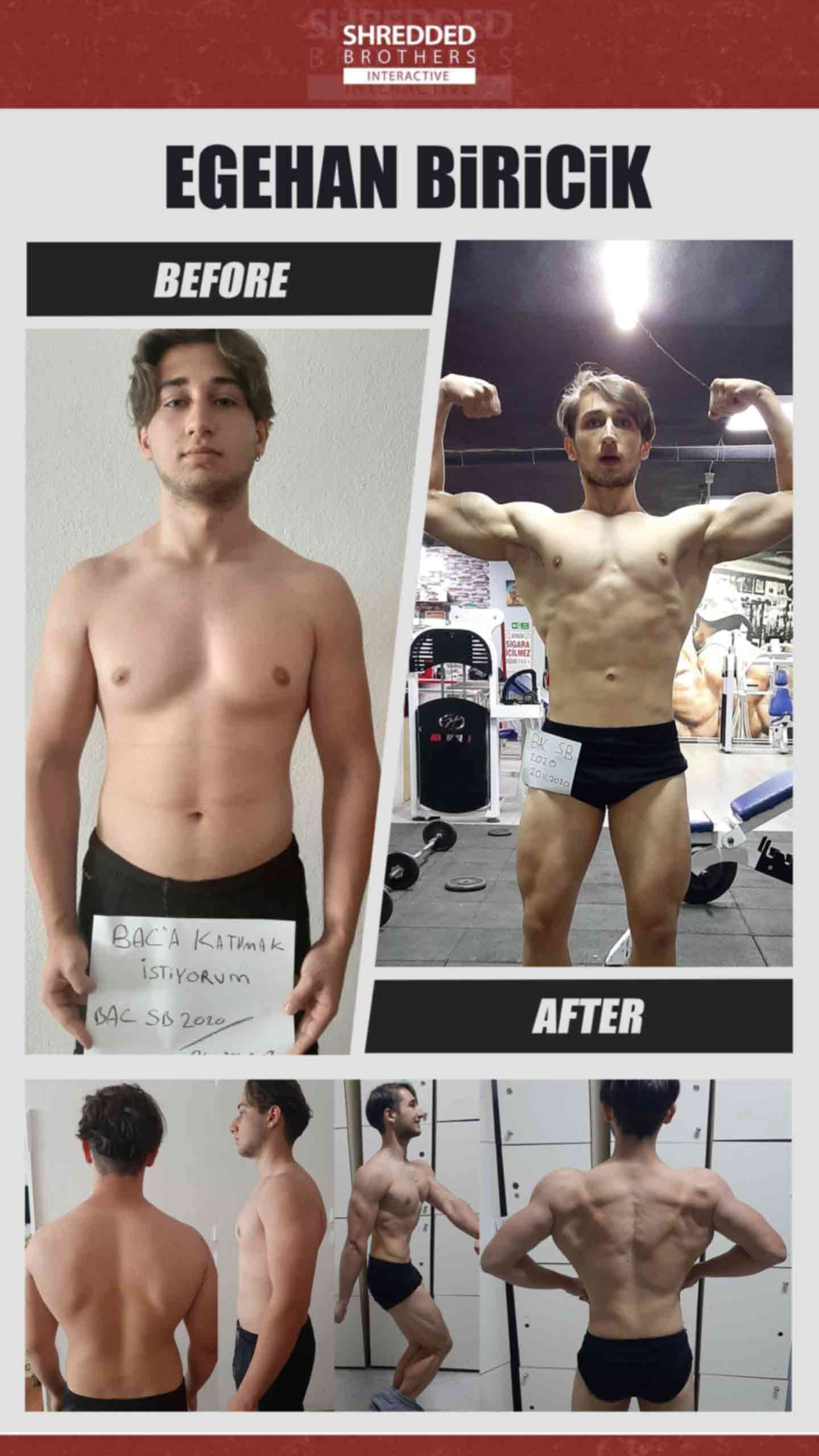 Before and after body transformation of an Idmanify member
