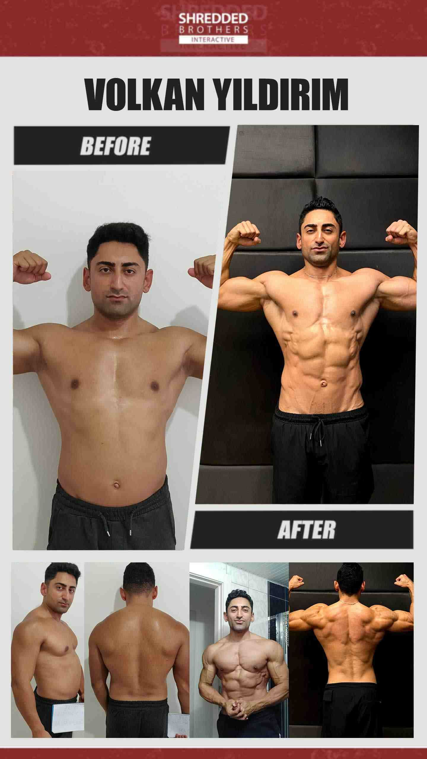 Before and after body transformation of an Idmanify member