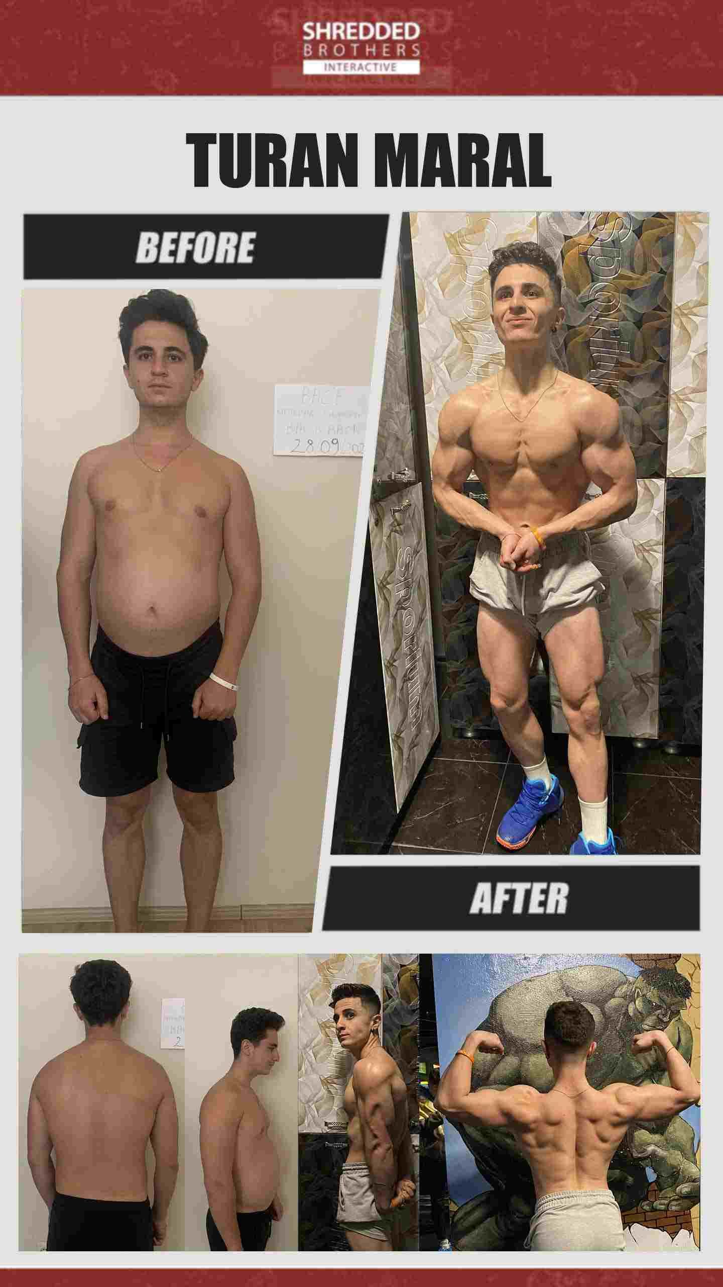 Before and after body transformation of an Idmanify member