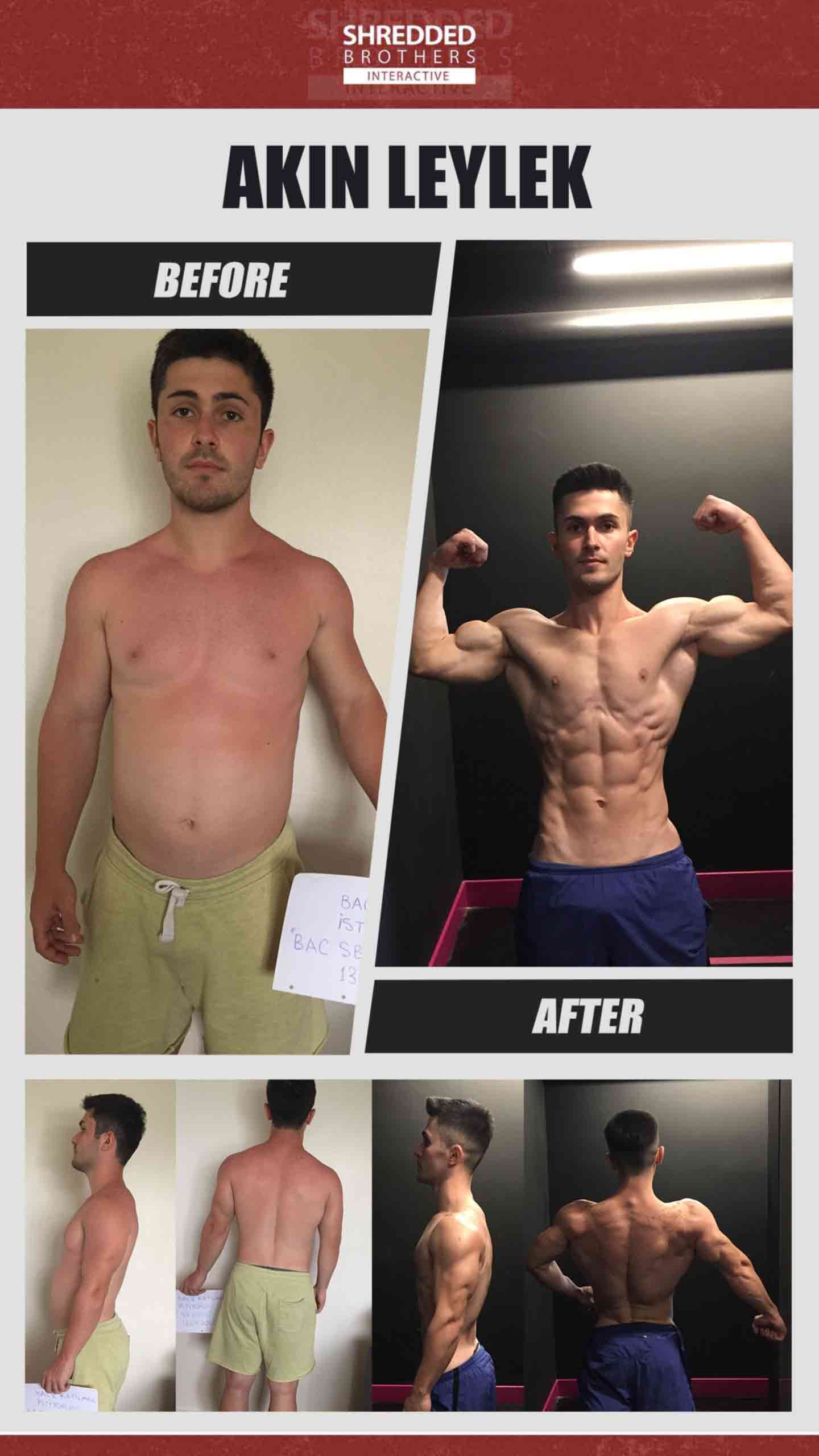 Before and after body transformation of an Idmanify member