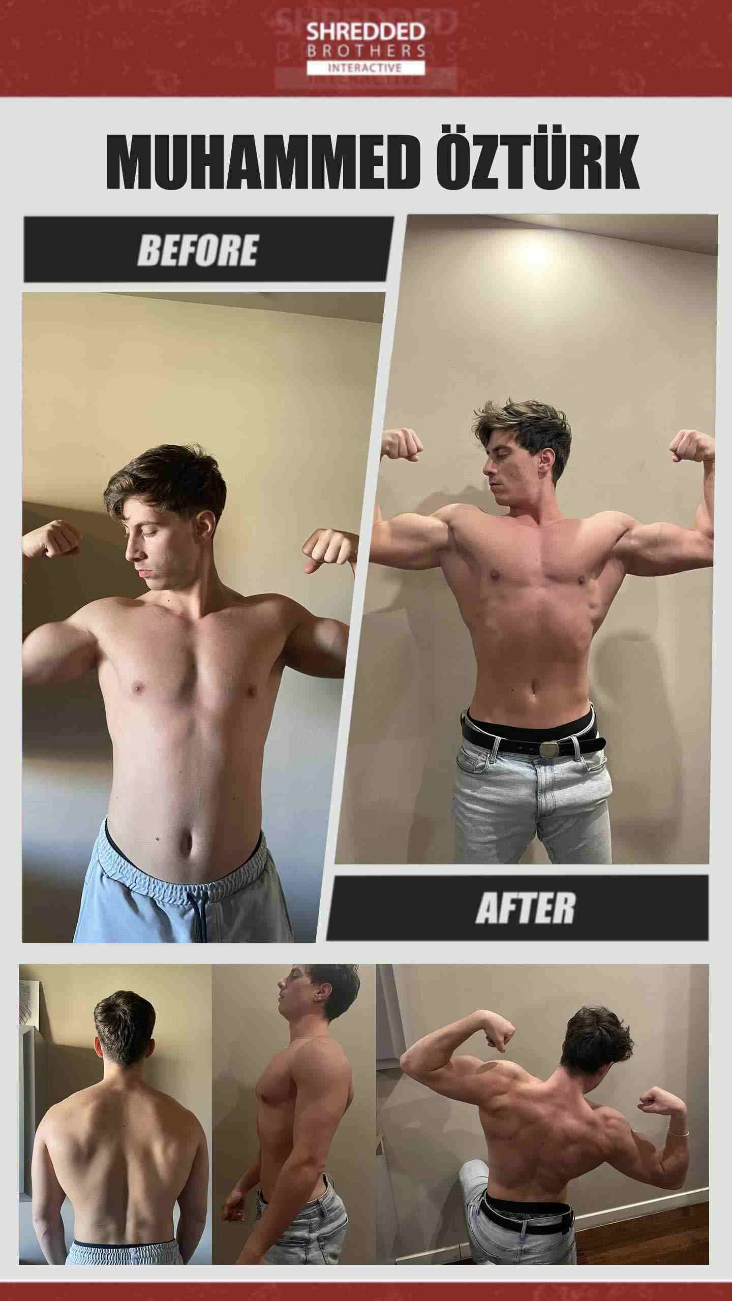 Before and after body transformation of an Idmanify member