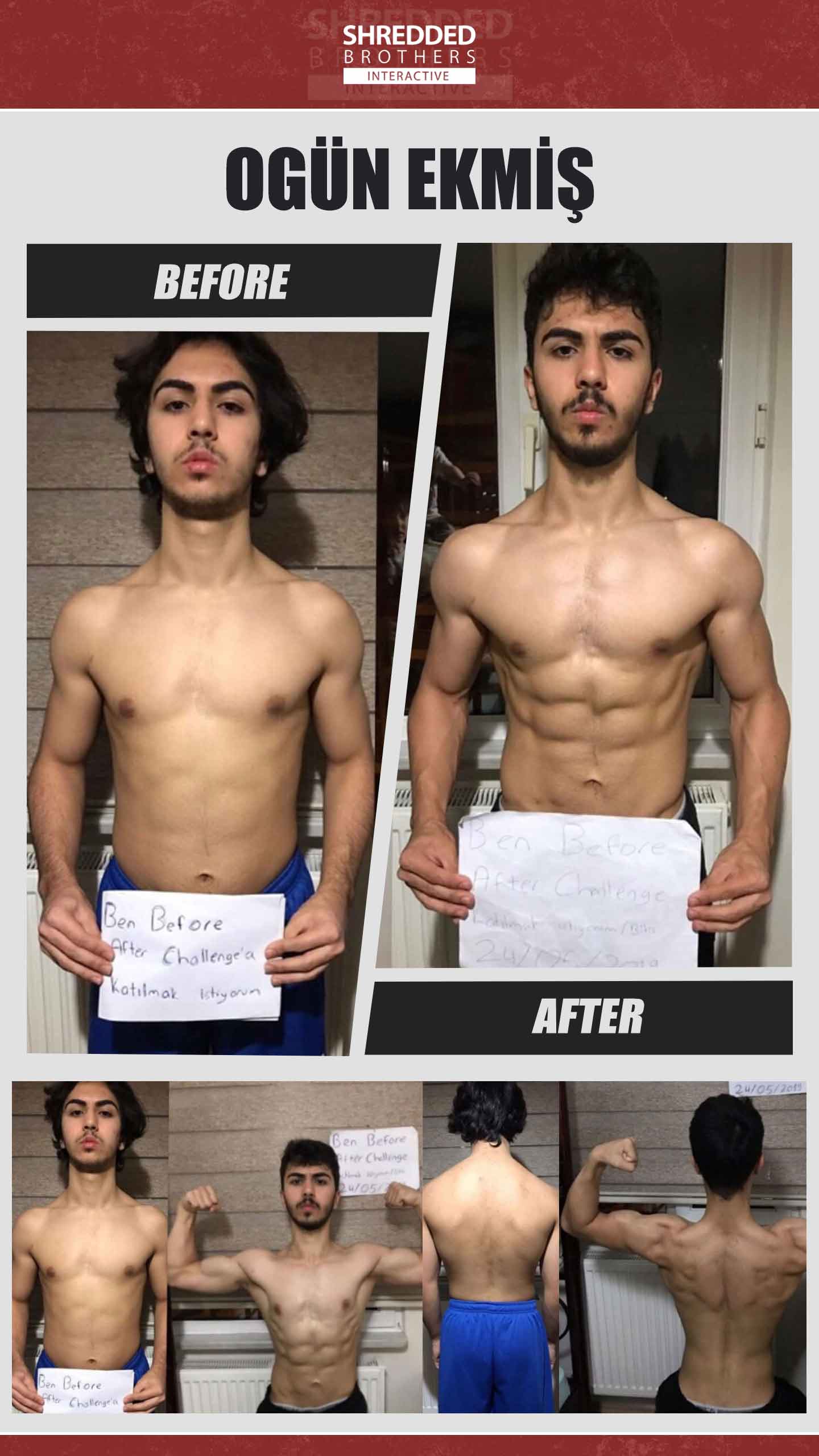 Before and after body transformation of an Idmanify member