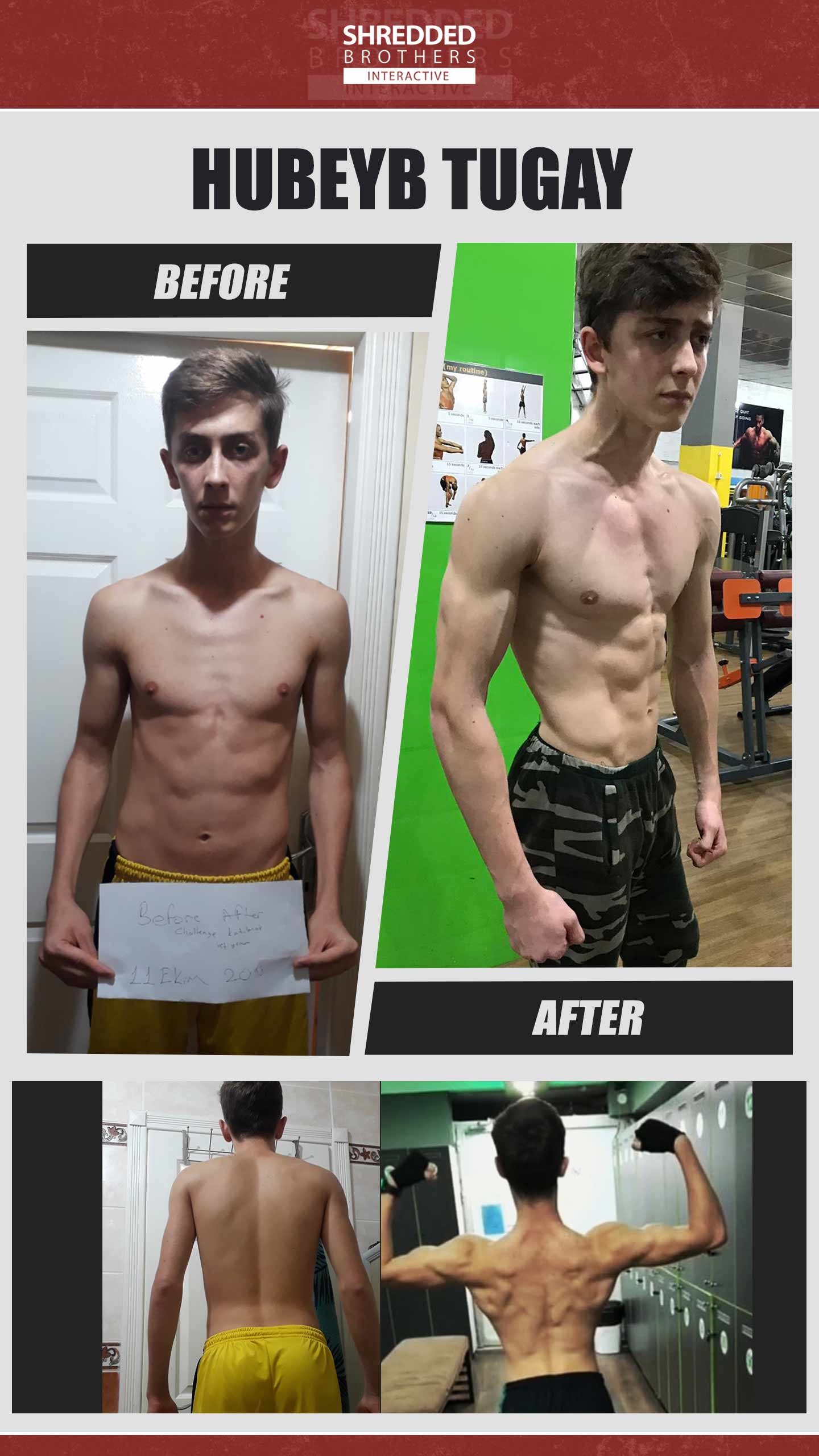 Before and after body transformation of an Idmanify member
