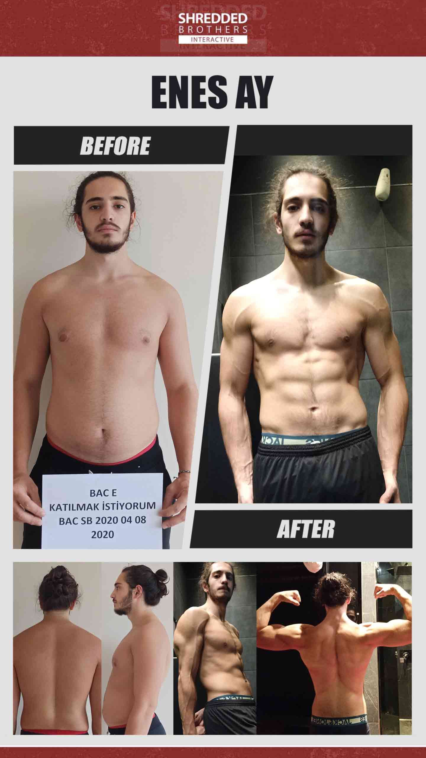 Before and after body transformation of an Idmanify member