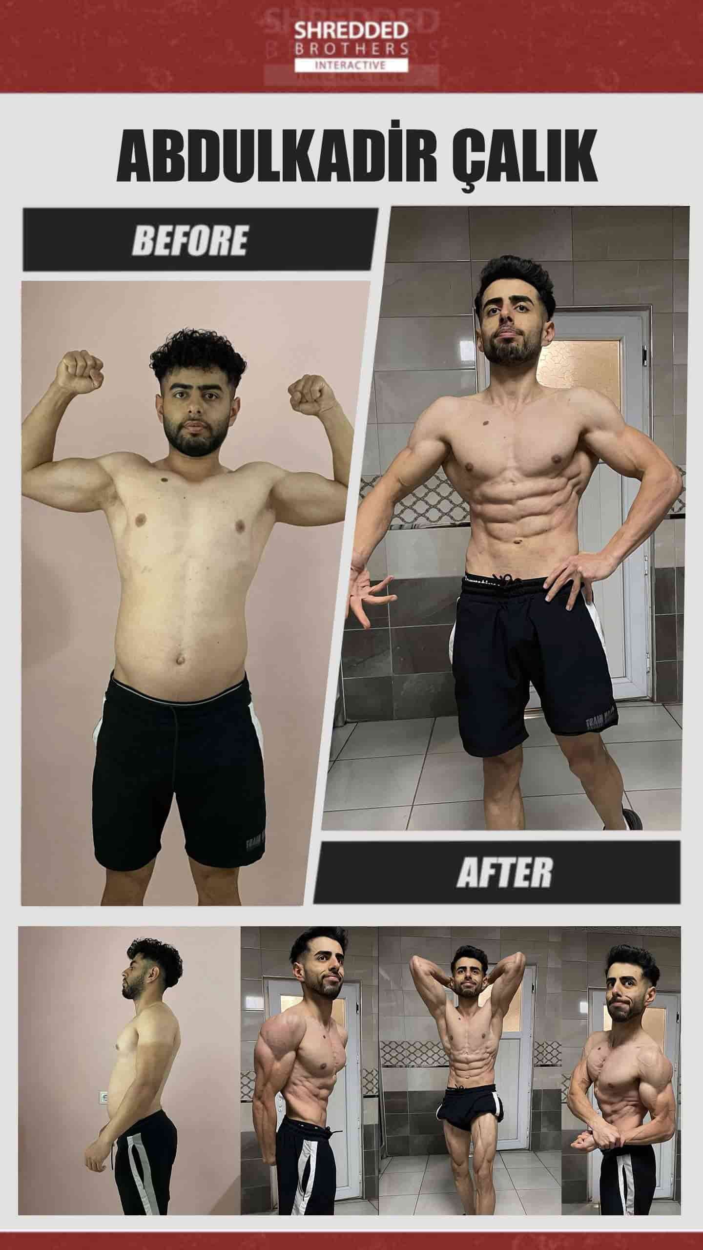 Before and after body transformation of an Idmanify member