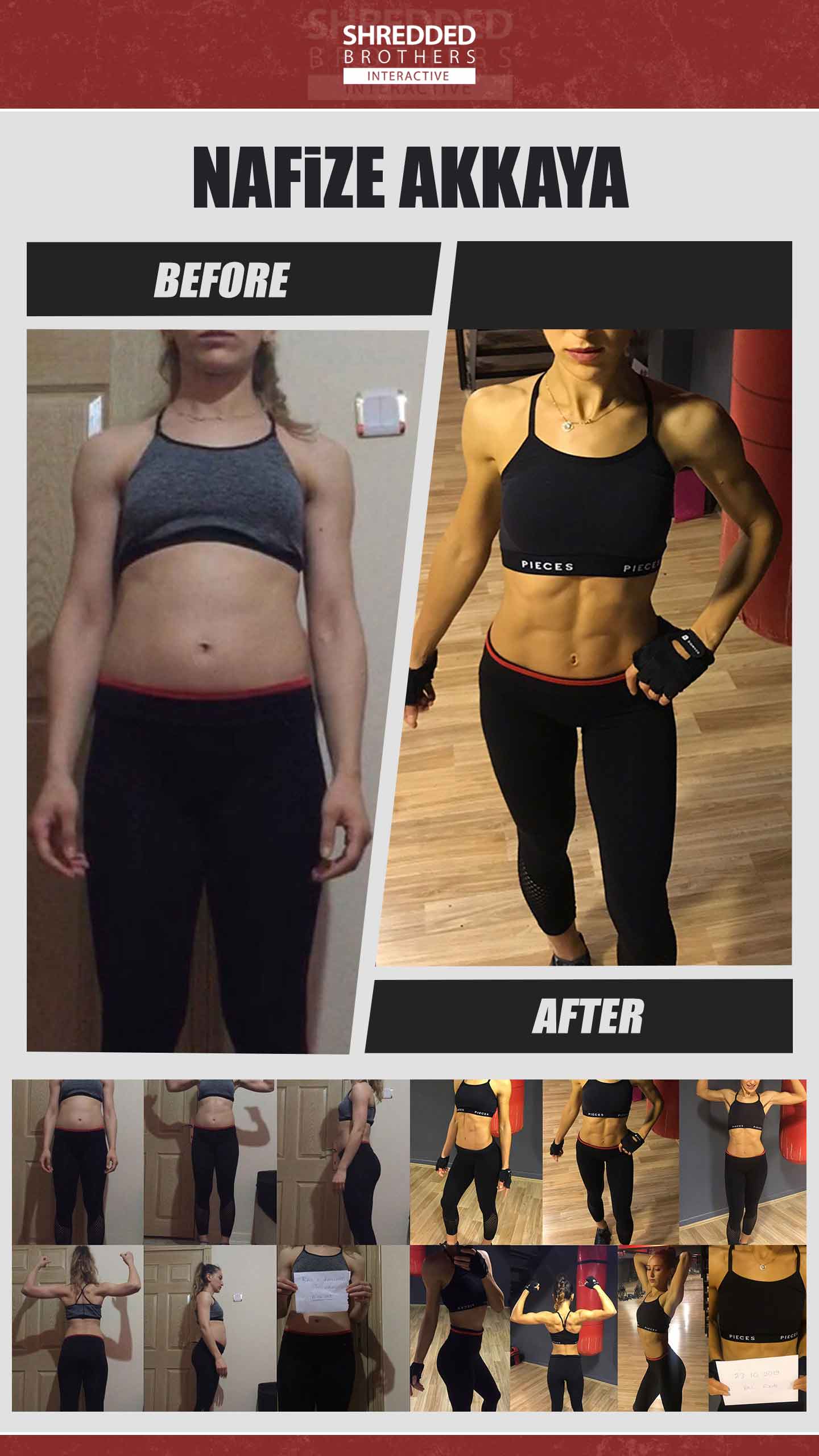 Before and after body transformation of an Idmanify member