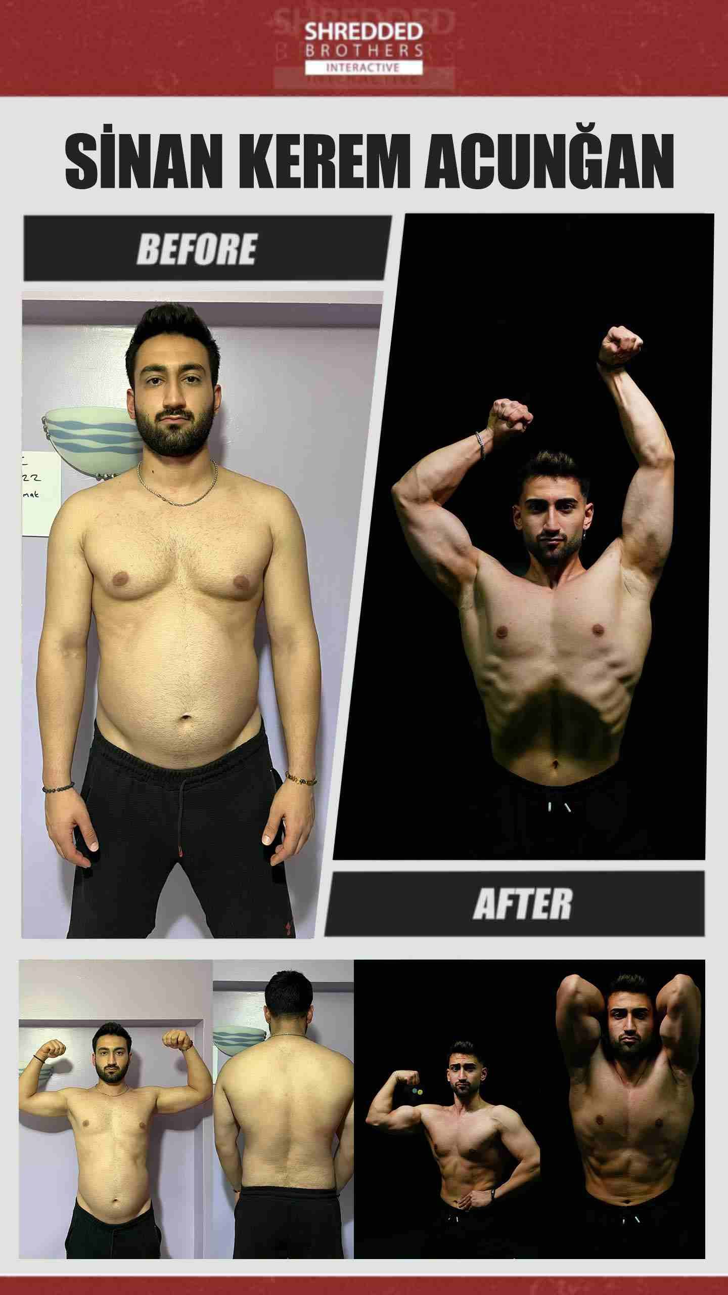 Before and after body transformation of an Idmanify member