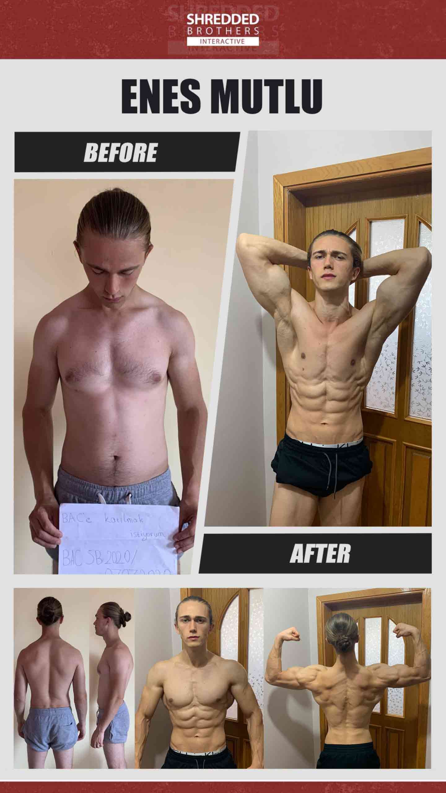 Before and after body transformation of an Idmanify member