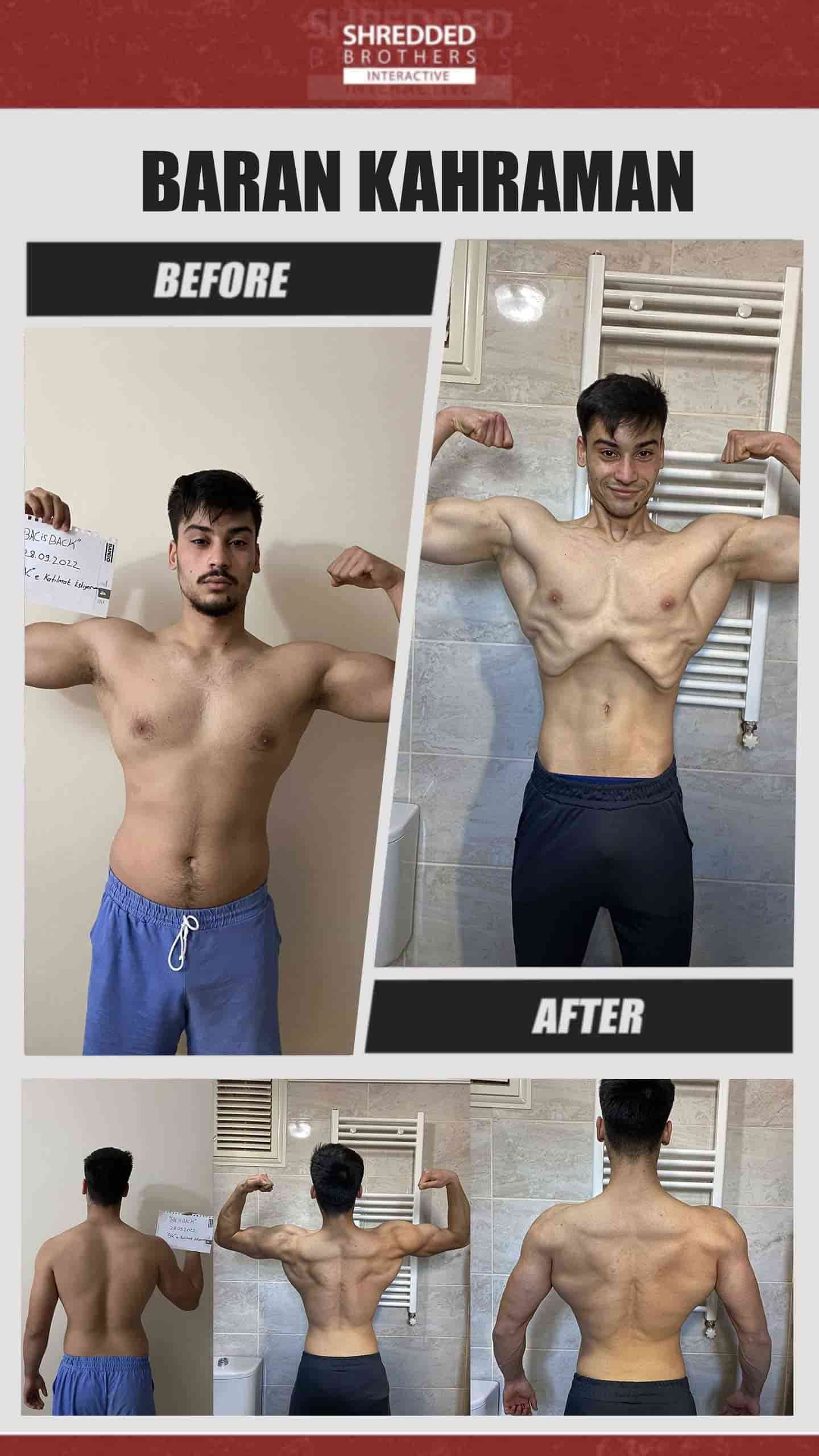 Before and after body transformation of an Idmanify member